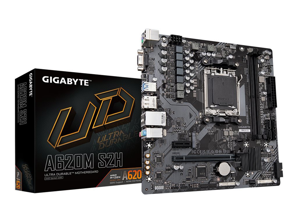 Gigabyte A620M S2H - Motherboard - micro ATX - Socket AM5 - AMD A620 Chipsatz - USB 3.2 Gen 1, USB-C 3.2 Gen 1 - Gigabit LAN - Onboard-Grafik (CPU erforderlich)