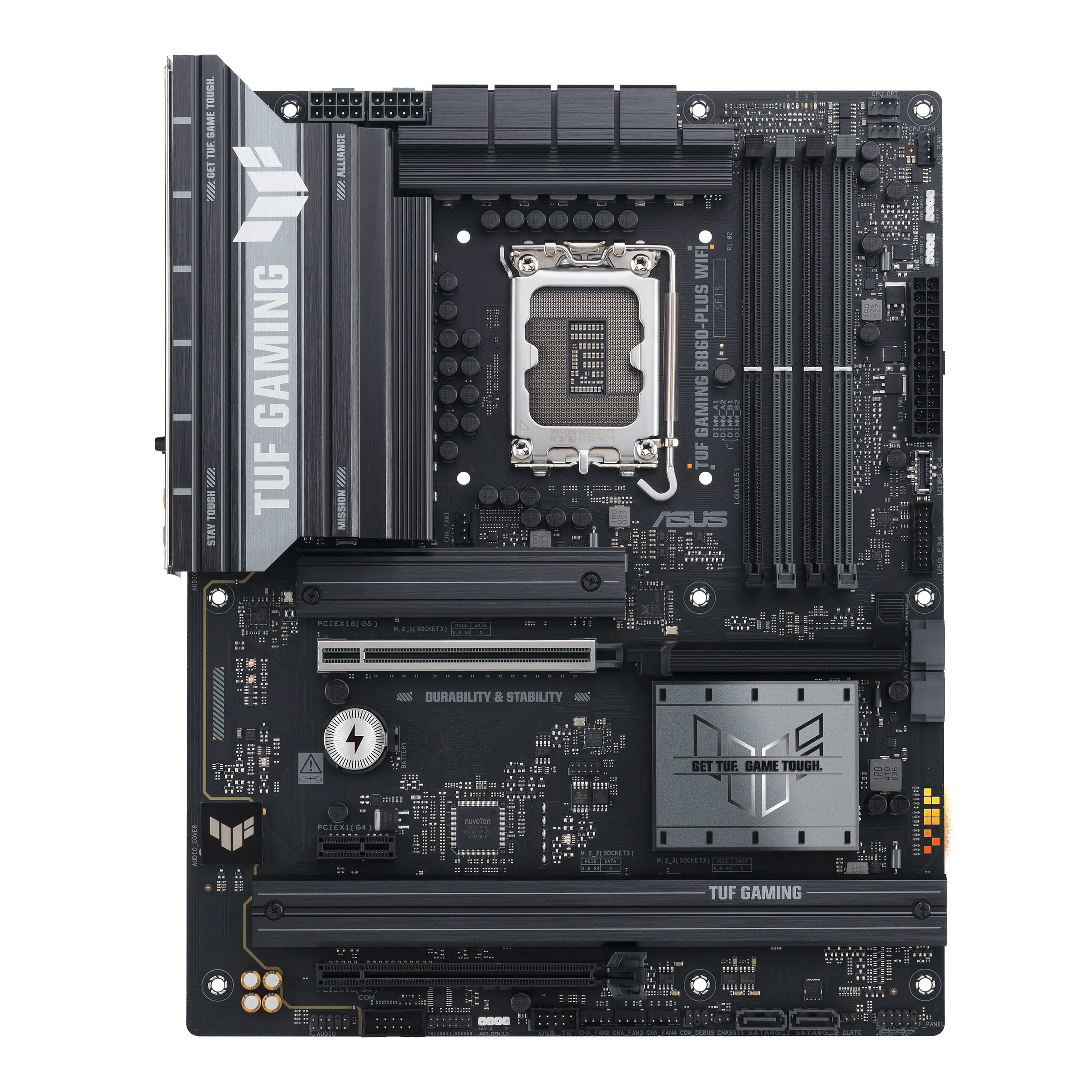 ASUS TUF GAMING B860-PLUS WIFI - Motherboard - ATX - LGA1851 Sockel - B860 Chipsatz - USB-C 3.2 Gen 2x2, USB 3.2 Gen 2, USB 3.2 Gen 1, USB-C 3.2 Gen2 - 2.5 Gigabit LAN, Bluetooth, Wi-Fi 7 - Onboard-Grafik (CPU erforderlich)