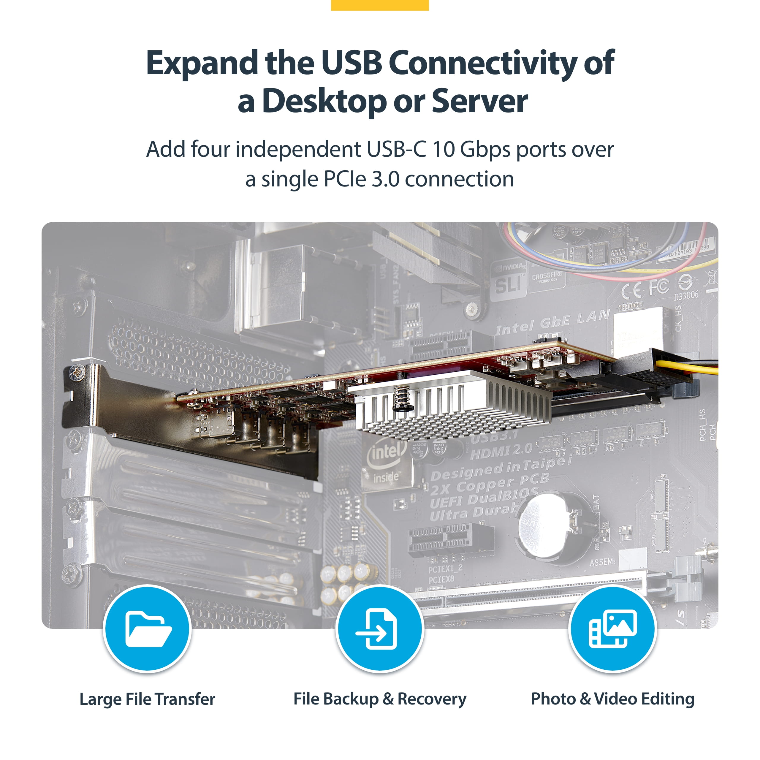 StarTech.com 4-Port USB Type-C PCIe Card, USB-C