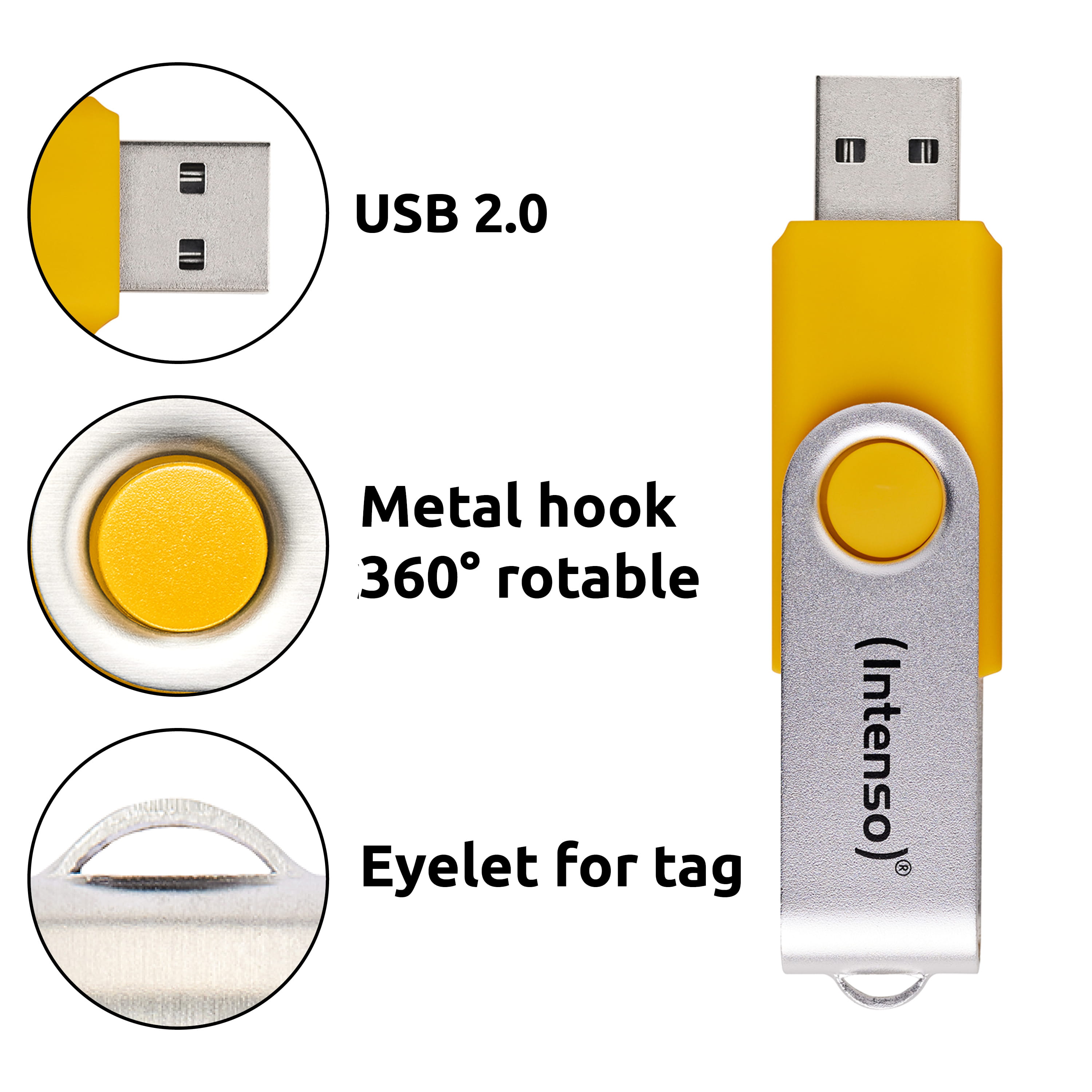 Intenso 5 x USB-Stick Office Line, 64 GB, USB-A, 3.2 Gen 1x1, bunt, 64 GB, USB Typ-A, 3.2 Gen 1 (3.1 Gen 1), Drehring, Mehrfarbig