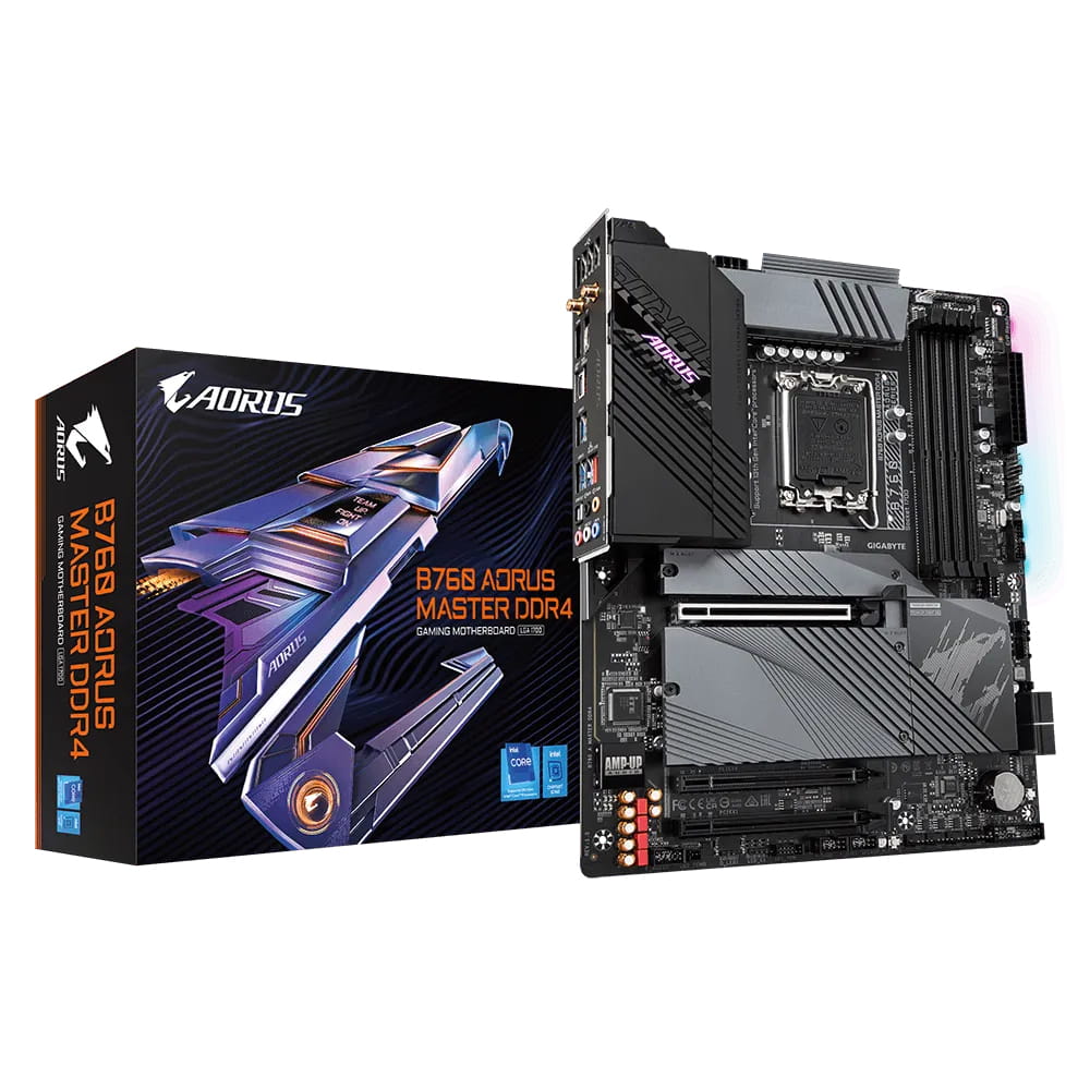 Gigabyte B760 AORUS MASTER DDR4 - 1.0 - Motherboard - ATX - LGA1700-Sockel - B760 Chipsatz - USB 3.2 Gen 1, USB 3.2 Gen 2, USB-C 3.2 Gen 2x2, USB-C 3.2 Gen2 - Wi-Fi 6E, 2.5 Gigabit LAN, Gigabit LAN, LAN, Bluetooth - Onboard-Grafik (CPU erforderlich)