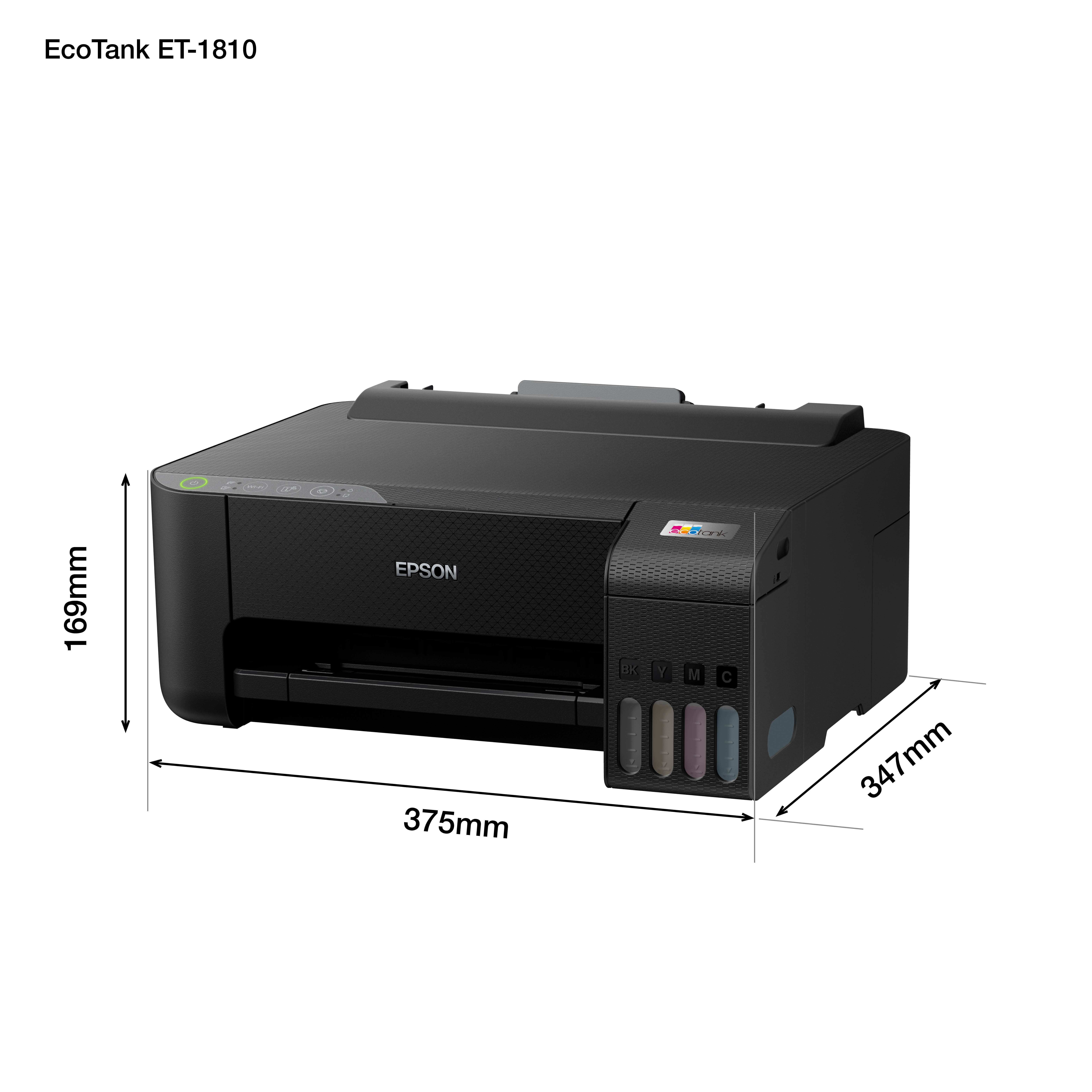 Epson EcoTank ET-1810 - Drucker - Farbe - Tintenstrahl - wiederbefüllbar - A4 - 5760 x 1440 dpi - bis zu 10 Seiten/Min. (einfarbig)/