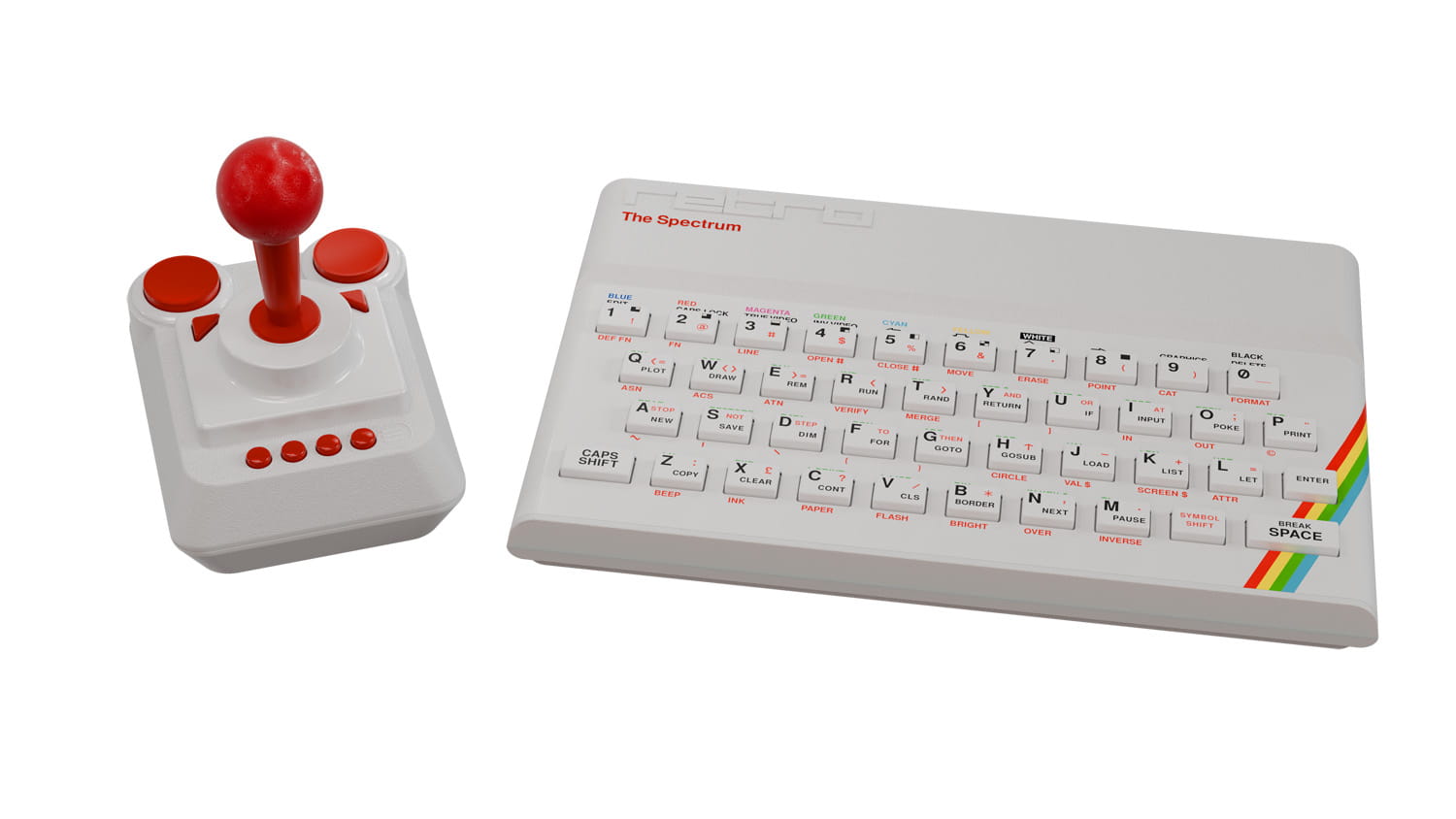 Retro Games The Spectrum White Edition, ZX Spectrum, Weiß, HD, Joystick, Manic Miner, Head Over Heels, Saboteur! Remastered, Der Hobbit, Army Moves, The Great Escape, HDMI