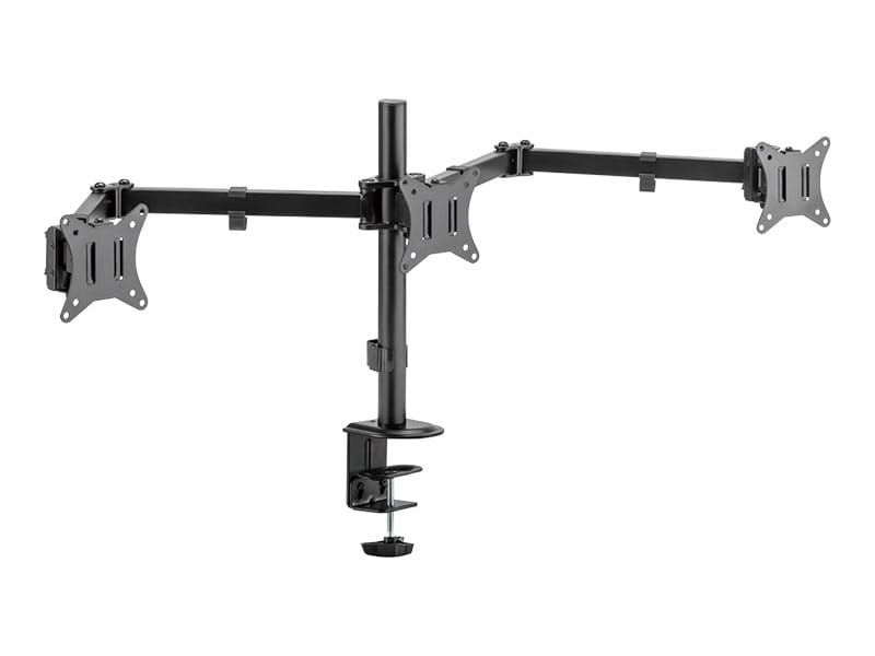 LogiLink Befestigungskit (Tischmontage) - einstellbarer Doppelarm - für 3 Monitore - Armlänge: 658 mm - Kunststoff, Stahl, Aluminium - Schwarz - Bildschirmgröße: 43.2-68.6 cm (17"-27")