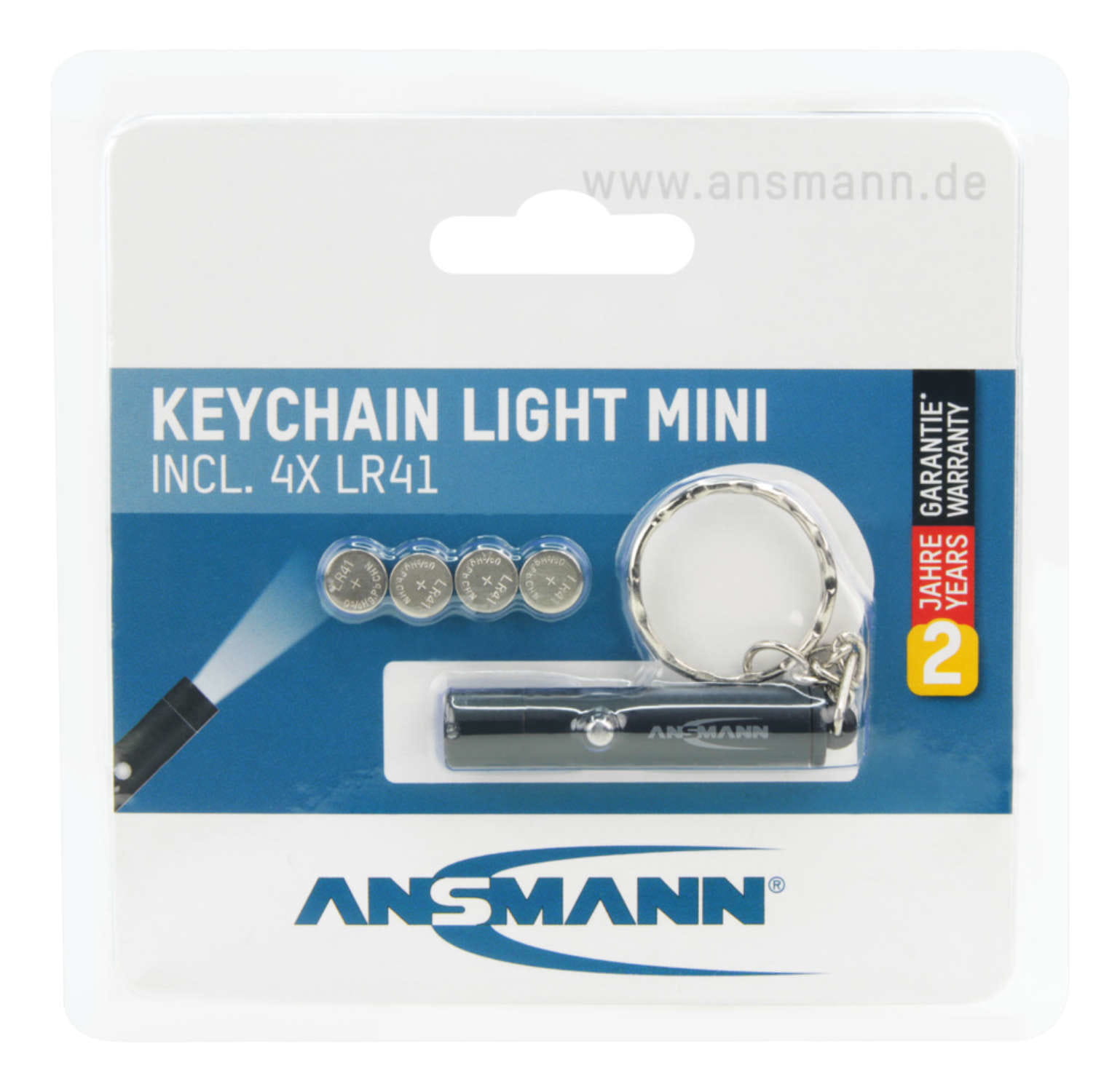 Ansmann 1600-0272, Schlüsselanhänger-Blinklicht, Schwarz, Aluminium, Tasten, LED, 1 Lampen