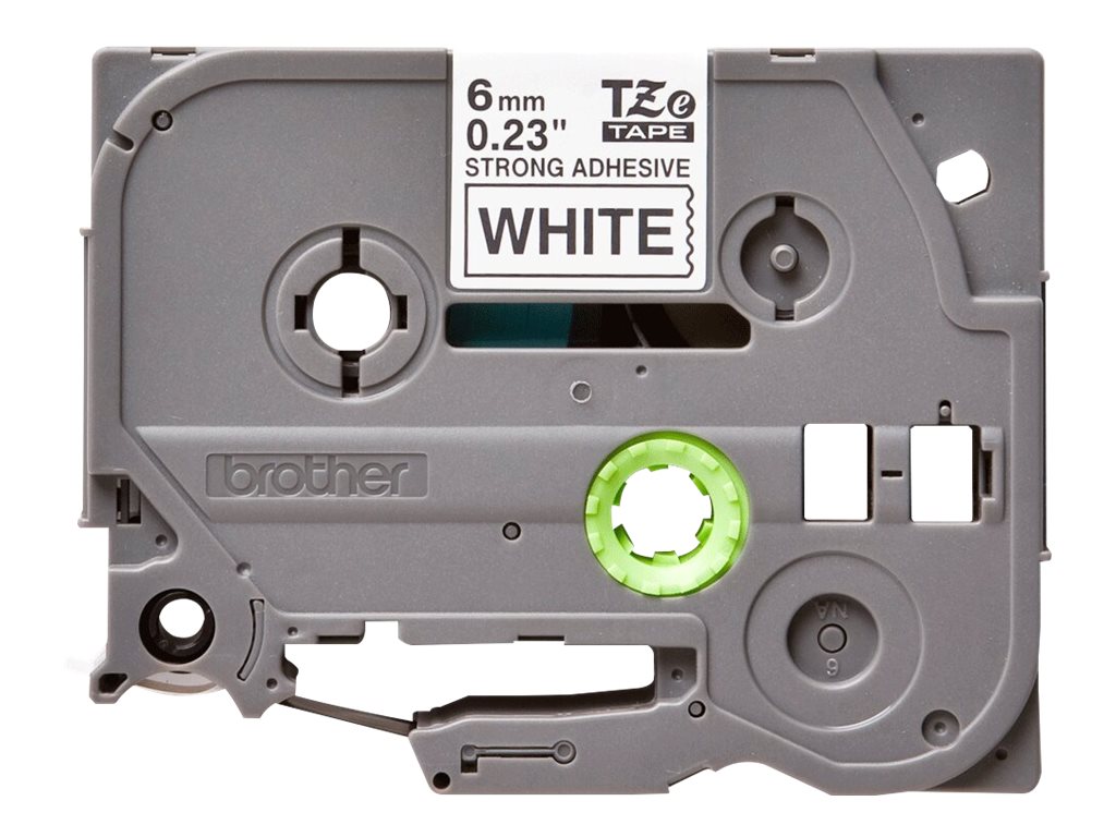 Brother TZe-S211 - Extra starker Klebstoff - Schwarz auf Weiß - Rolle (0,6 cm x 8 m)