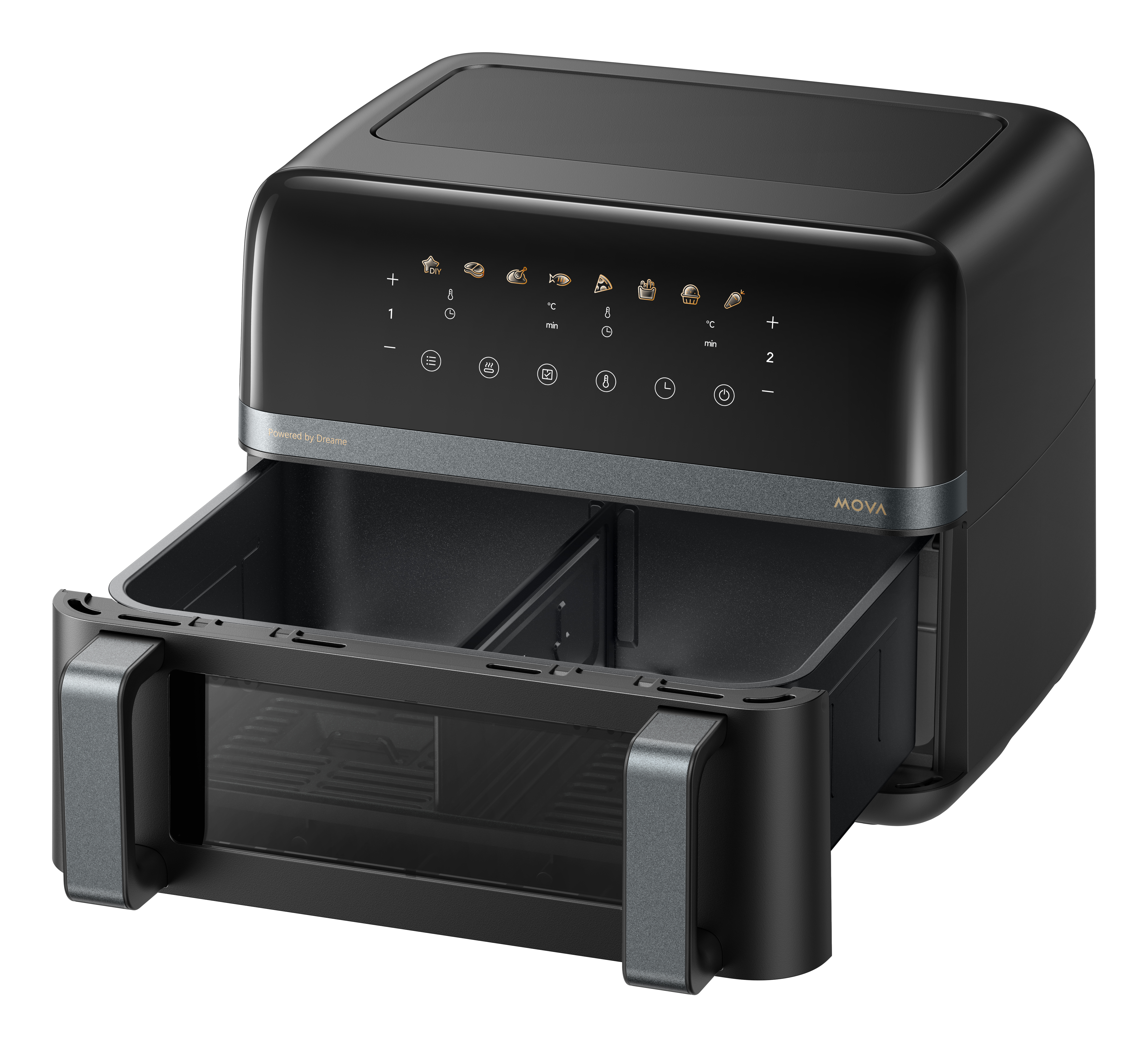 MOVA FD20 PRO, Heißluftfritteuse, 9 l, 40 °C, 230 °C, Doppel, Schwarz