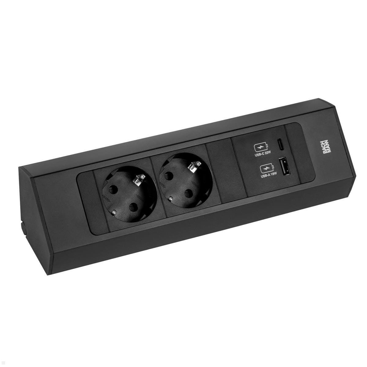 Bachmann CASIA 2 - Steckdosenleiste (Wandmontage / Aufputzmontage) - kurz - Ausgangsanschlüsse: 2 (2 x Typ F, 24 pin USB-C, USB)