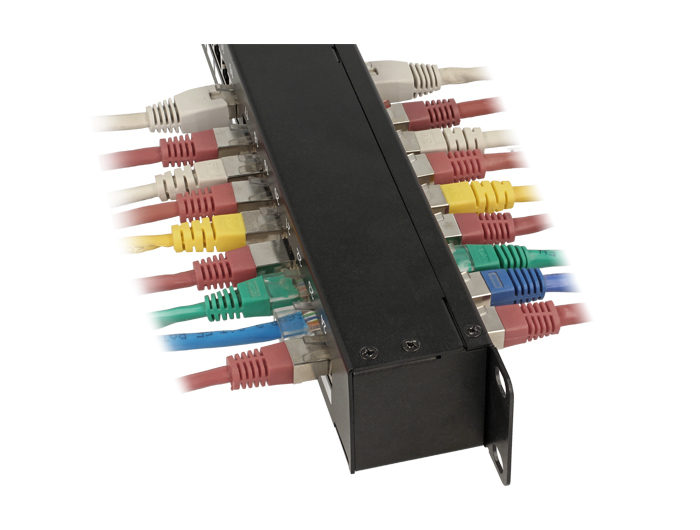 Delock Patch-Panel mit Kopplern - CAT 6 - STP - RJ-45 X 24 - Schwarz - 1U - 48.3 cm (19")