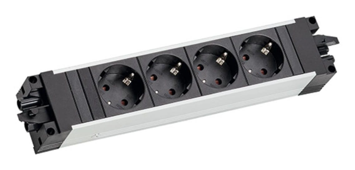 Bachmann STEP ALU - Steckdosenleiste - Wechselstrom 250 V - Eingabe, Eingang GST18i3 - Ausgangsanschlüsse: 4 (power CEE 7/3)