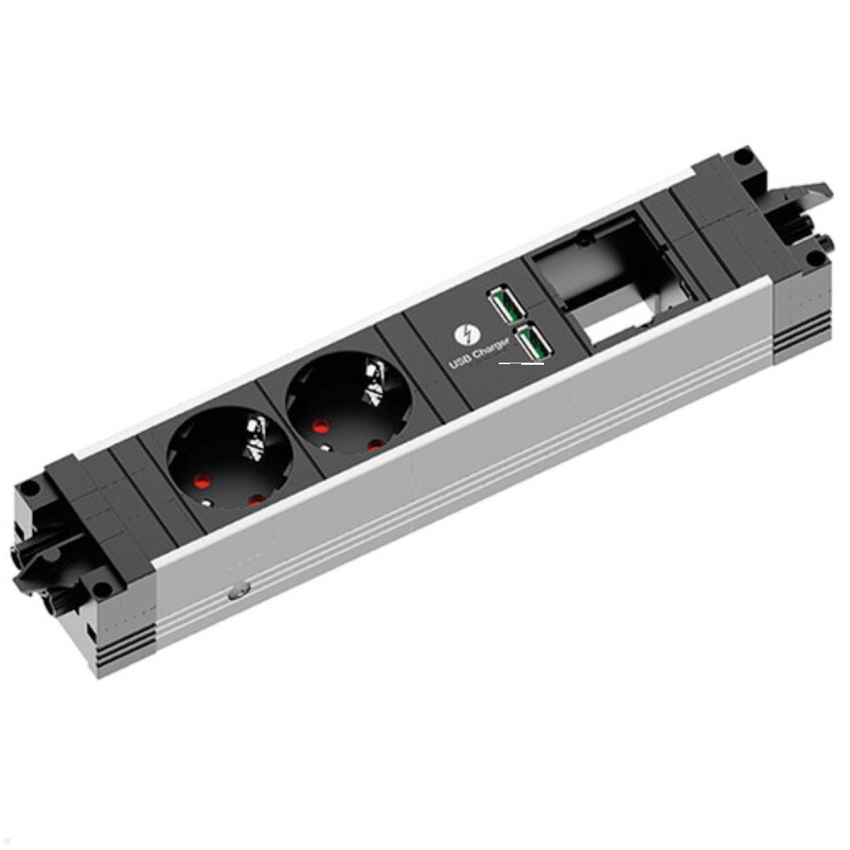 Bachmann STEP ALU - Steckdosenleiste - Wechselstrom 250 V - Eingabe, Eingang GST18i3 - Ausgangsanschlüsse: 2 (2 x CEE 7/3, 2 x USB)