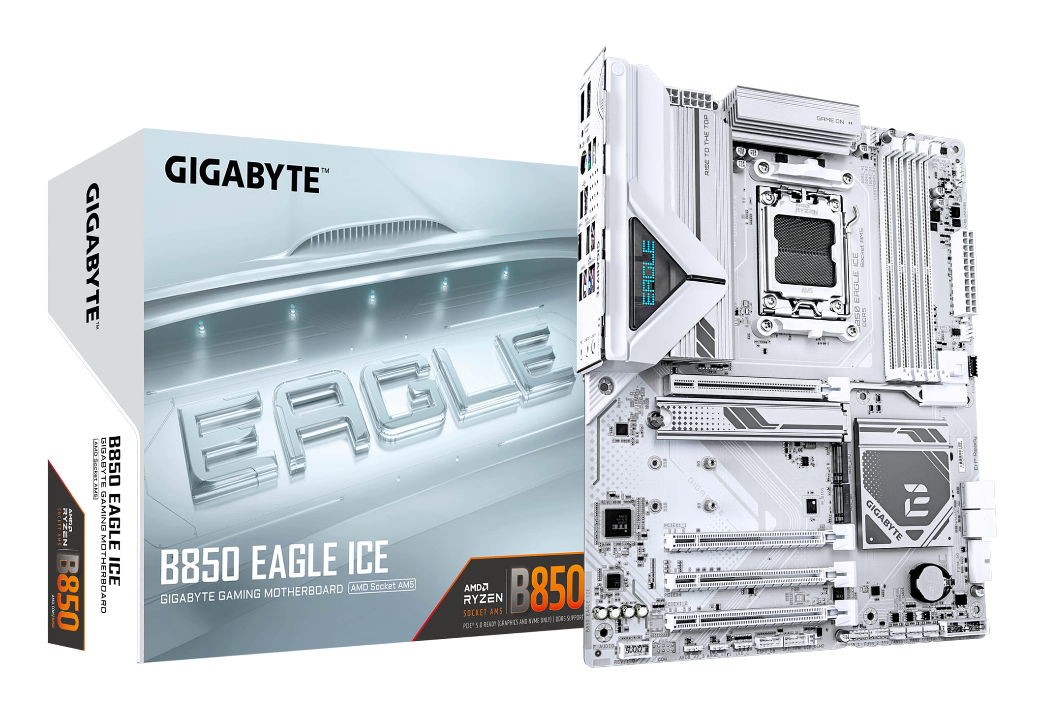 Gigabyte B850 EAGLE ICE - Motherboard - ATX - Socket AM5 - AMD B850 Chipsatz - USB-C 3.2 Gen 1, USB 3.2 Gen 2, USB 3.2 Gen 1 - Gigabit LAN - Onboard-Grafik (CPU erforderlich)