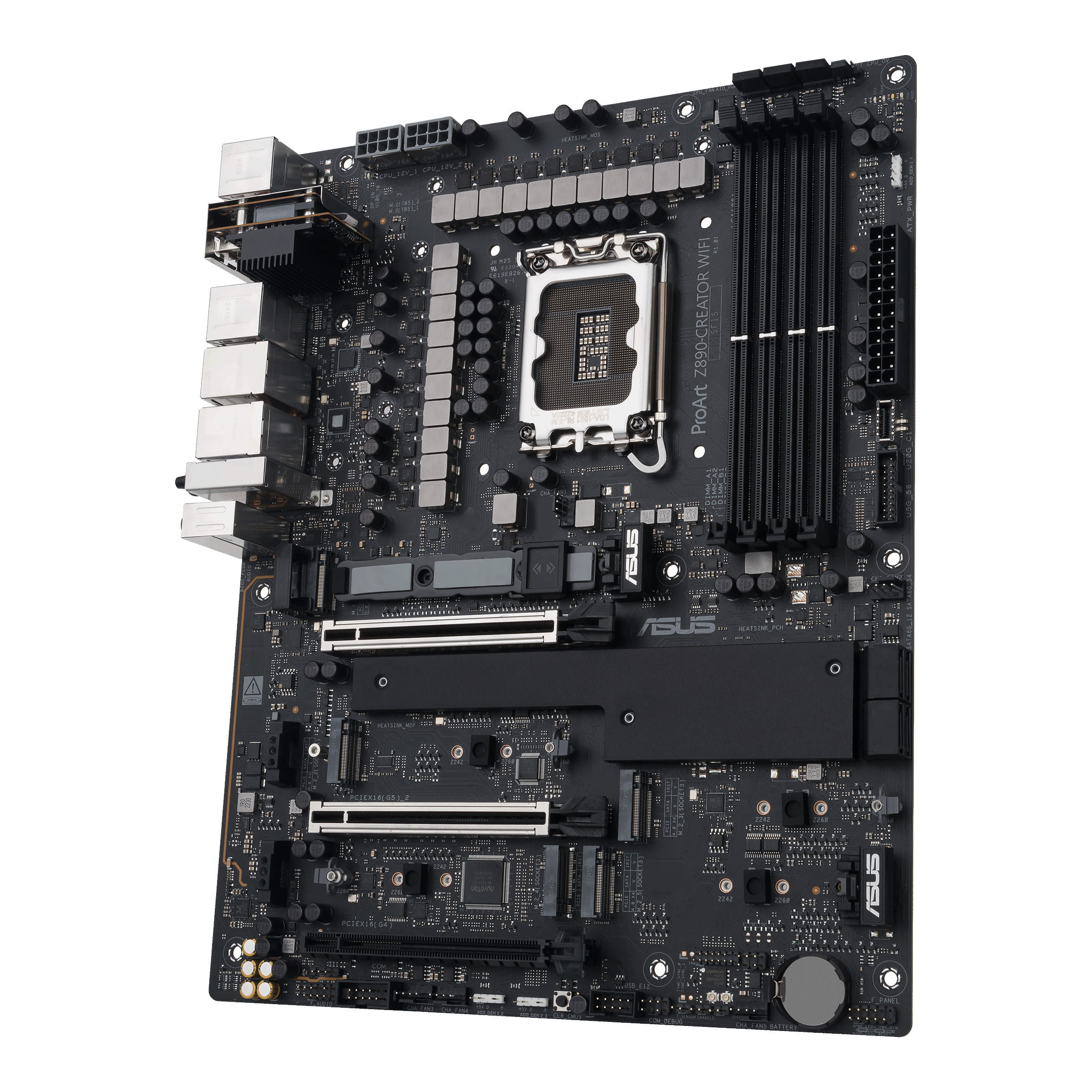 ASUS ProArt Z890-CREATOR WIFI - Motherboard - ATX - LGA1851 Sockel - Z890 Chipsatz - USB4, USB 3.2 Gen 2, USB-C 3.2 Gen 2x2, USB 3.2 Gen 1 - 10 Gigabit LAN, 2.5 Gigabit LAN, Bluetooth, Wi-Fi 7 - Onboard-Grafik (CPU erforderlich)