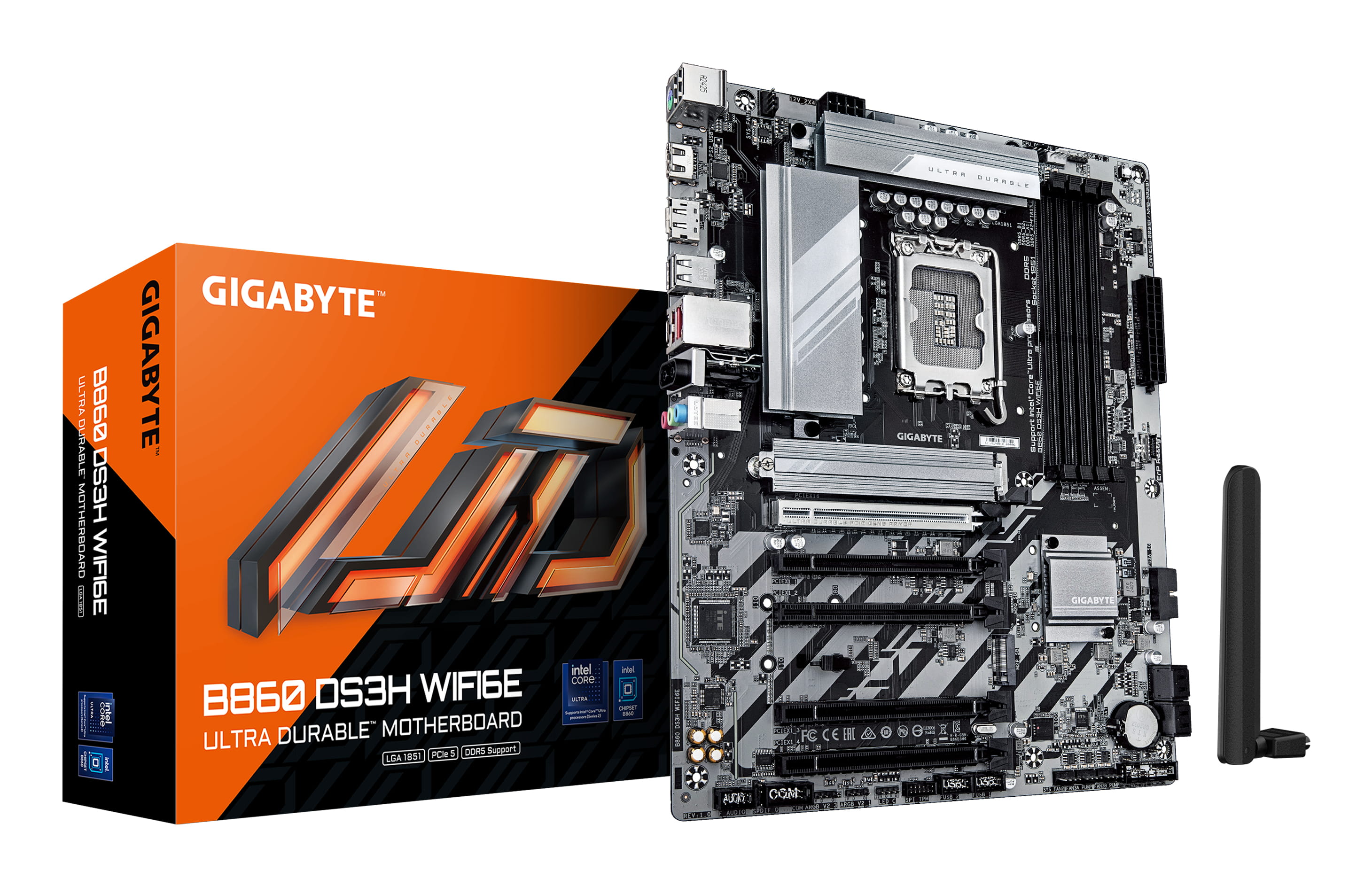 Gigabyte B860 DS3H WIFI6E - Motherboard - ATX - LGA1851 Sockel - B860 Chipsatz - USB-C 3.2 Gen 2x2, USB 3.2 Gen 2, USB-C 3.2 Gen 1, USB 3.2 Gen 1 - 2.5 Gigabit LAN, Bluetooth, Wi-Fi 6E - Onboard-Grafik (CPU erforderlich)