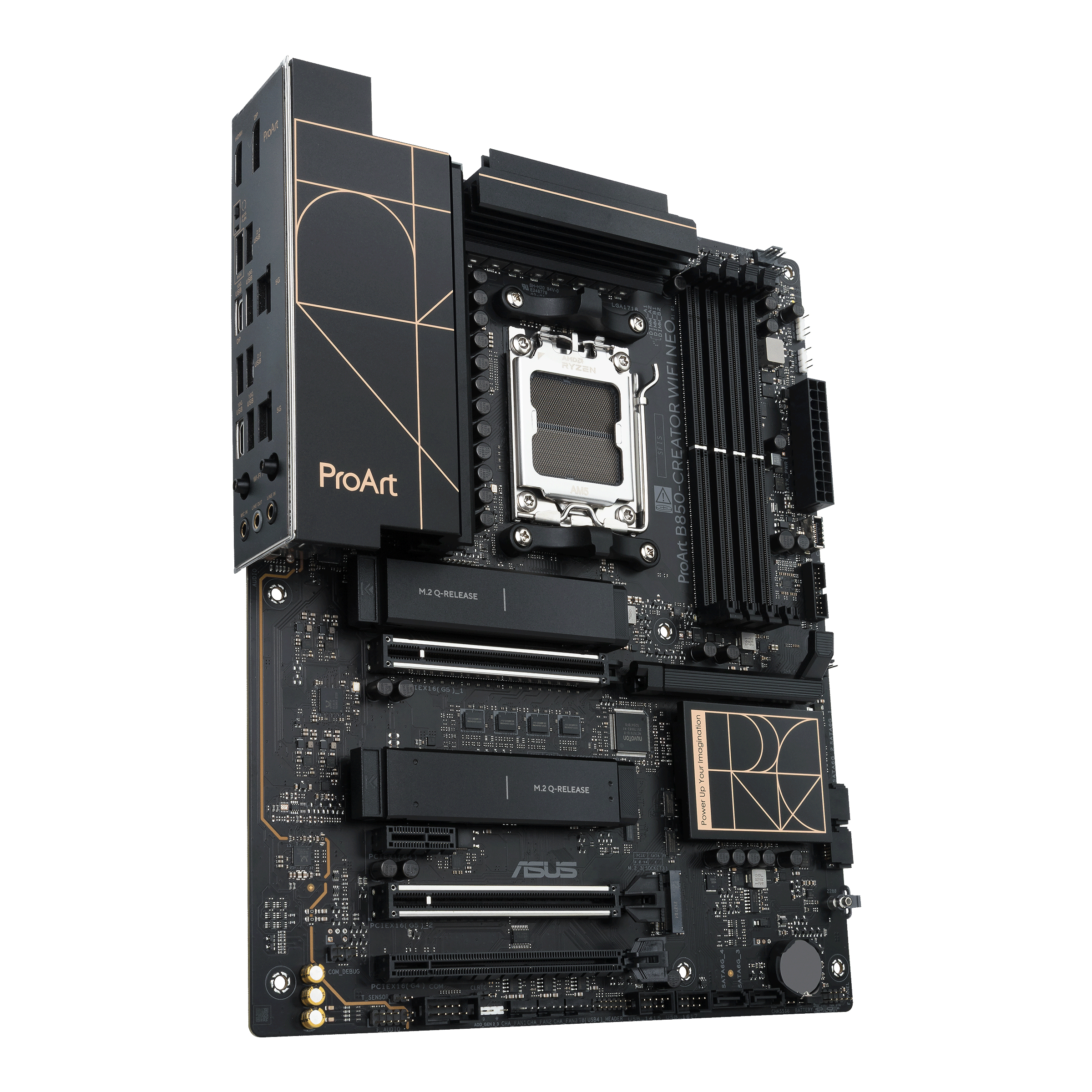 ASUS ProArt B850-CREATOR WIFI NEO - Motherboard - ATX - Socket AM5 - AMD B850 Chipsatz - USB-C 3.2 Gen 2x2, USB-C 3.2 Gen2, USB 3.2 Gen 2, USB 3.2 Gen 1, USB4, USB-C 3.2 Gen 1 - 2 x 5 Gigabit LAN, Wi-Fi 7, Bluetooth - Onboard-Grafik (CPU erforderlich)