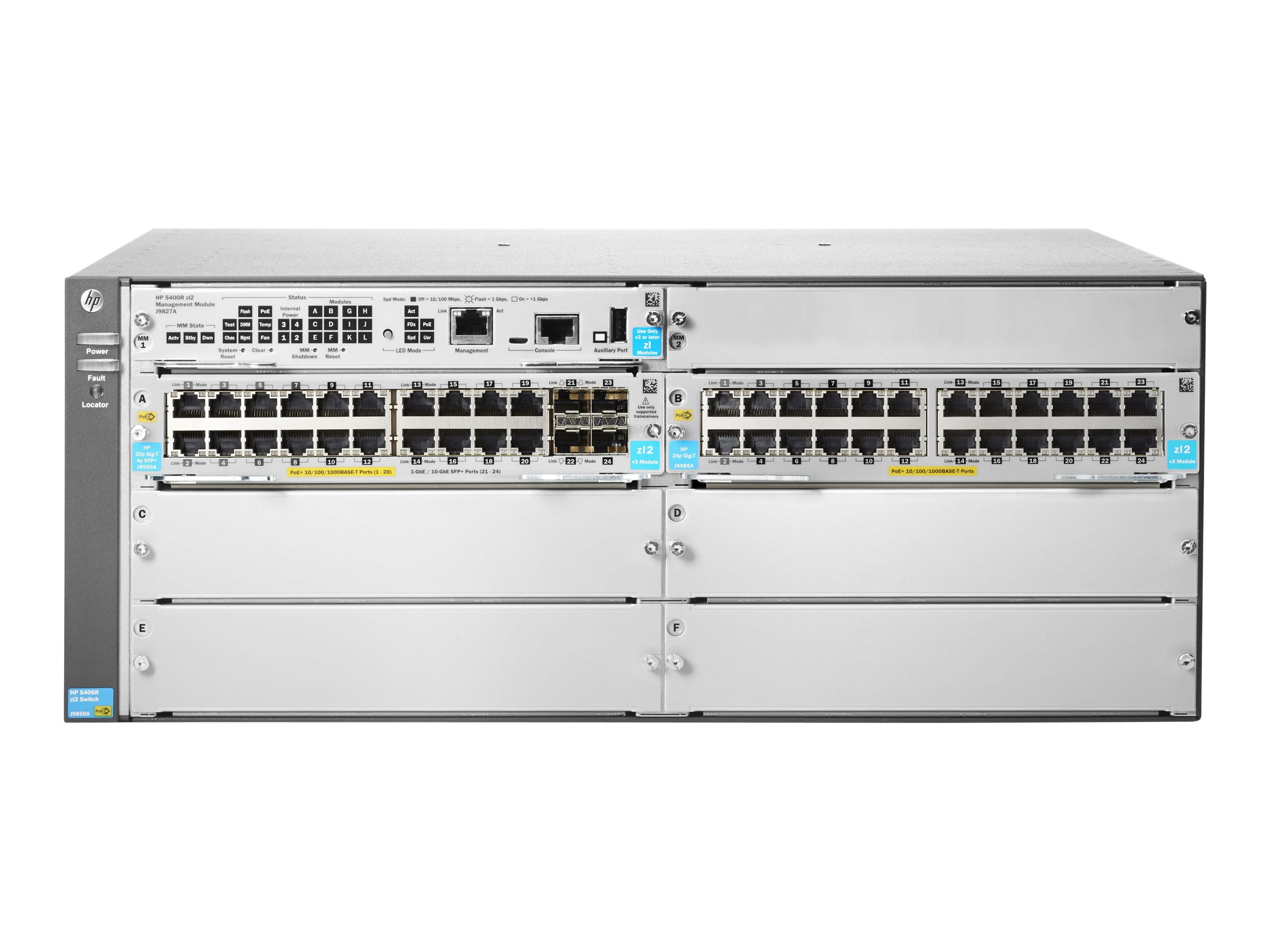 HPE Aruba Networking 5406R 44GT PoE+ / 4SFP+ (No PSU) v3 zl2 - Switch - managed - 44 x 10/100/1000 (PoE+)