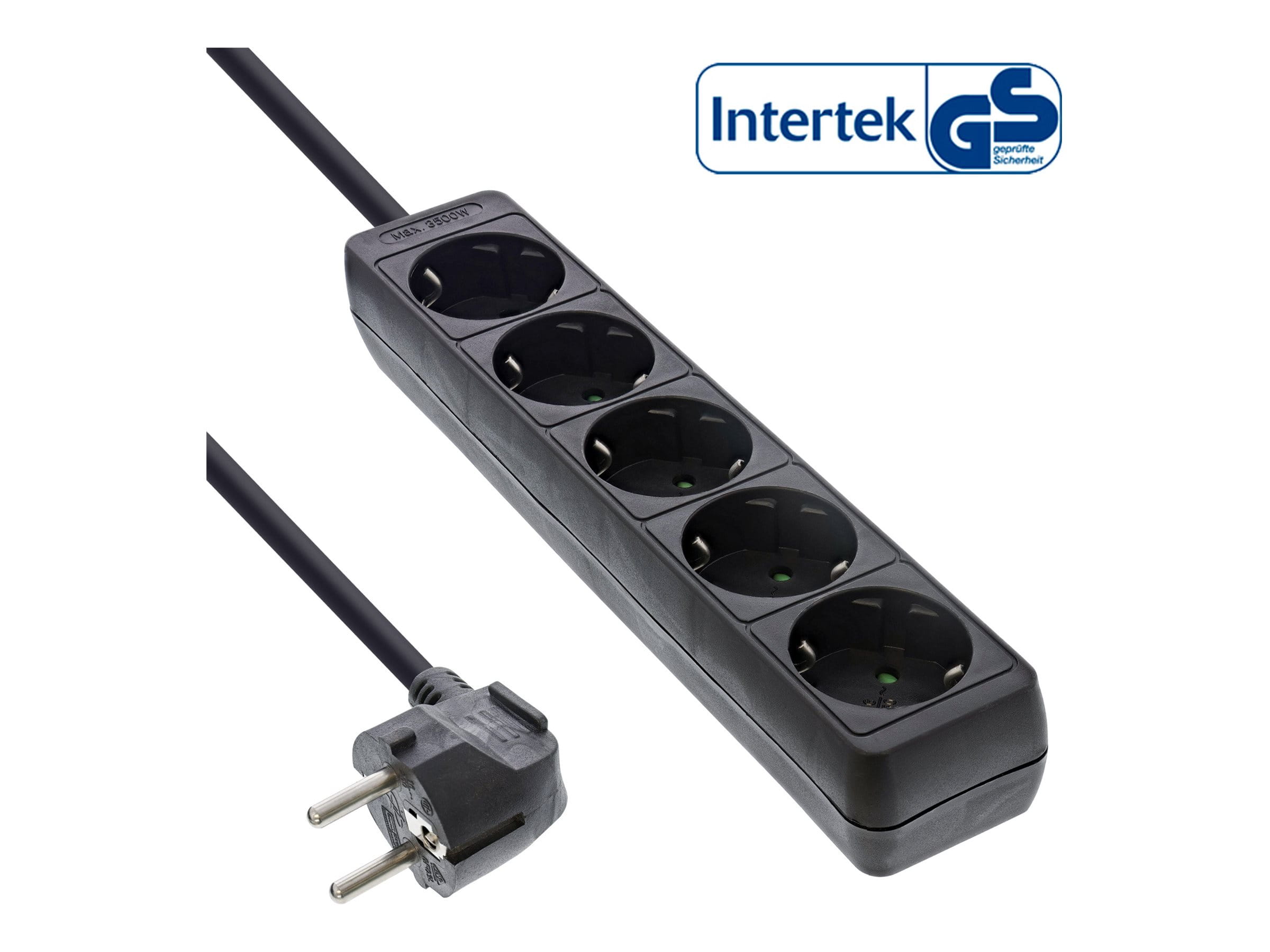 InLine Steckdosenleiste - 5-fach Schutzkontakt - schwarz - 1,5m