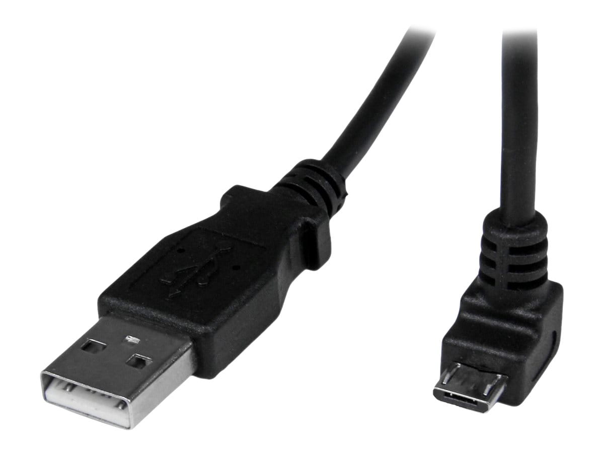 StarTech.com 2m USB 2.0 A auf Micro B Kabel abgewinkelt - Schwarz - USB A / Micro B Datenkabel / Anschlusskabel - USB-Kabel - Micro-USB Typ B (M)
