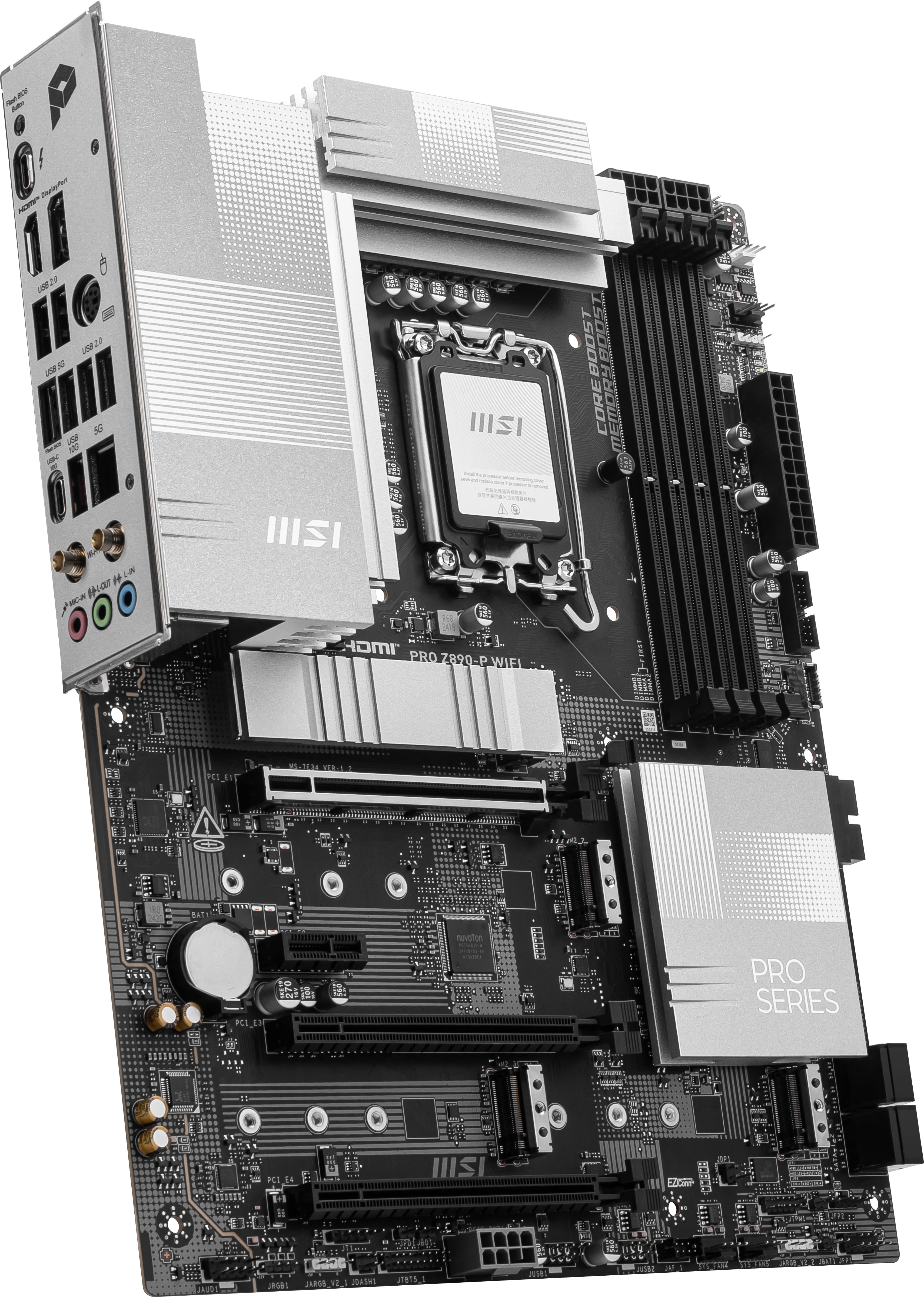 MSI PRO Z890-P WIFI - Motherboard - ATX - LGA1851-Sockel - Z890 Chipsatz - USB4, USB-C 3.2 Gen 2x2, USB 3.2 Gen 1, USB-C 3.2 Gen2, USB 3.2 Gen 2 - 5 Gigabit Ethernet, Wi-Fi 7, Bluetooth - Onboard-Grafik (CPU erforderlich)