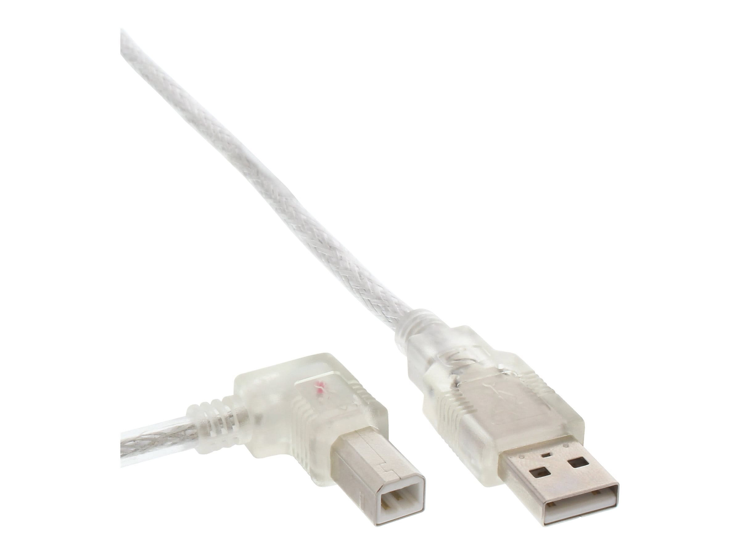 InLine USB 2.0 Kabel - A an B links abgewinkelt - transparent - 3m