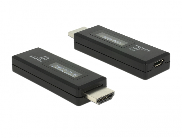 Delock 63327, HDMI-A 19 pin, USB Type Micro-B, Schwarz