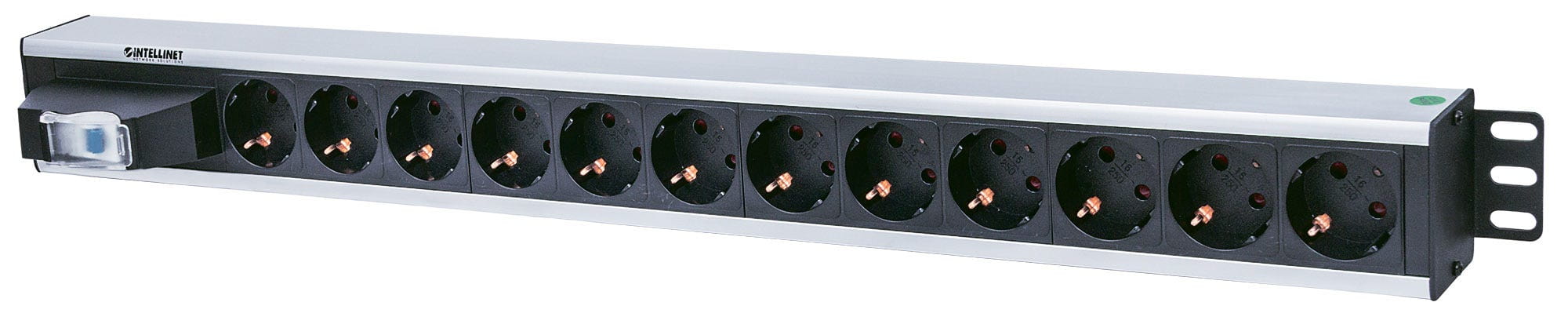 Intellinet Vertical Rackmount 12-Way Power Strip - German Type, With Single Air Switch, No Surge Protection - Stromverteilungseinheit (Rack - einbaufähig)