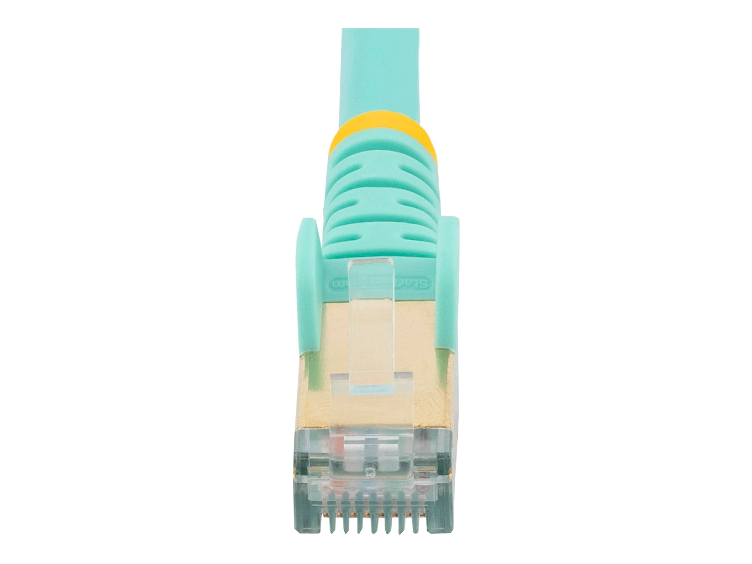StarTech.com 10m CAT6A Ethernet Cable, 10 Gigabit Shielded Snagless RJ45 100W PoE Patch Cord, CAT 6A 10GbE STP Network Cable w/Strain Relief, Aqua, UL Certified Wiring/TIA - Category 6A - 26AWG (6ASPAT10MAQ)