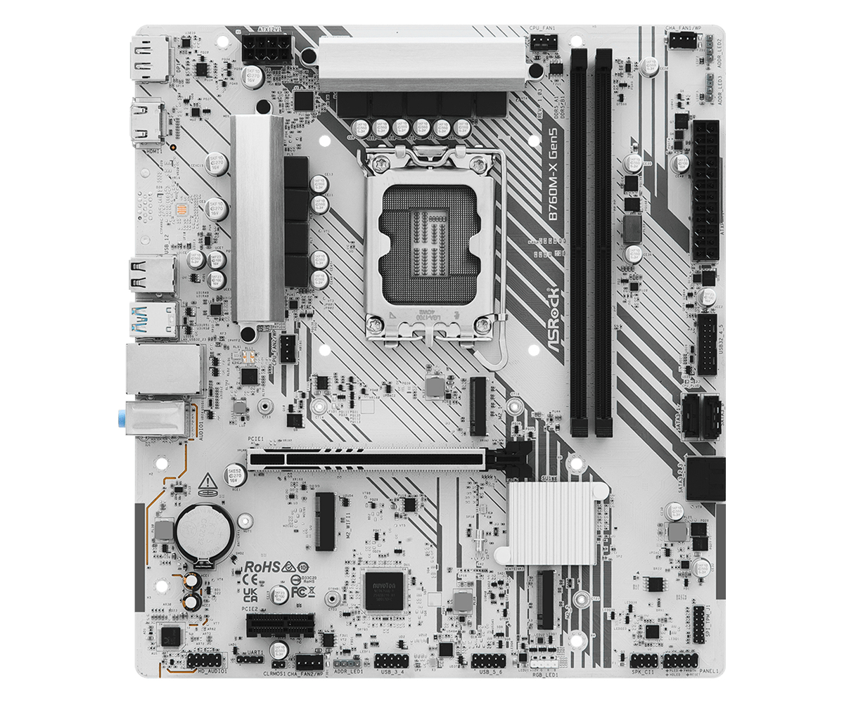 ASRock B760M-X Gen5, Intel, LGA 1700, Intel Core i5 12th Gen, Intel Core i5 13th Gen, Intel Core i5 14th Gen, Intel Core i3 14th Gen,..., DDR5-SDRAM, 128 GB, SO-DIMM