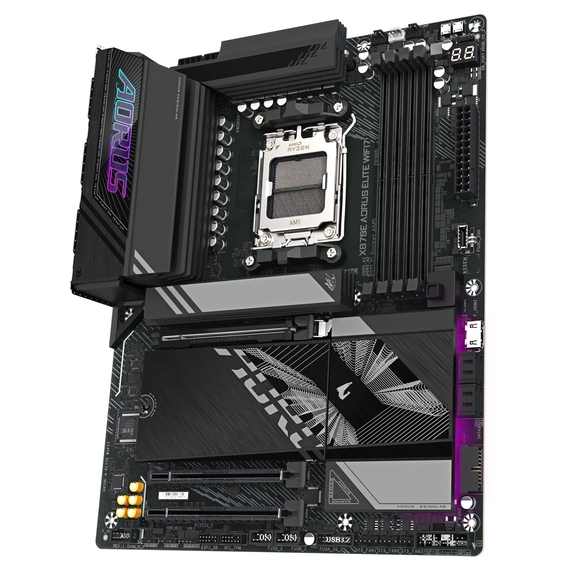 Gigabyte AORUS X870E ELITE WIFI7 - Motherboard - ATX - Socket AM5 - AMD X870E Chipsatz - USB-C 3.2 Gen 2x2, USB 3.2 Gen 1, USB4, USB 3.2 Gen 2 - Wi-Fi 7, 2.5 Gigabit LAN, Bluetooth - Onboard-Grafik (CPU erforderlich)