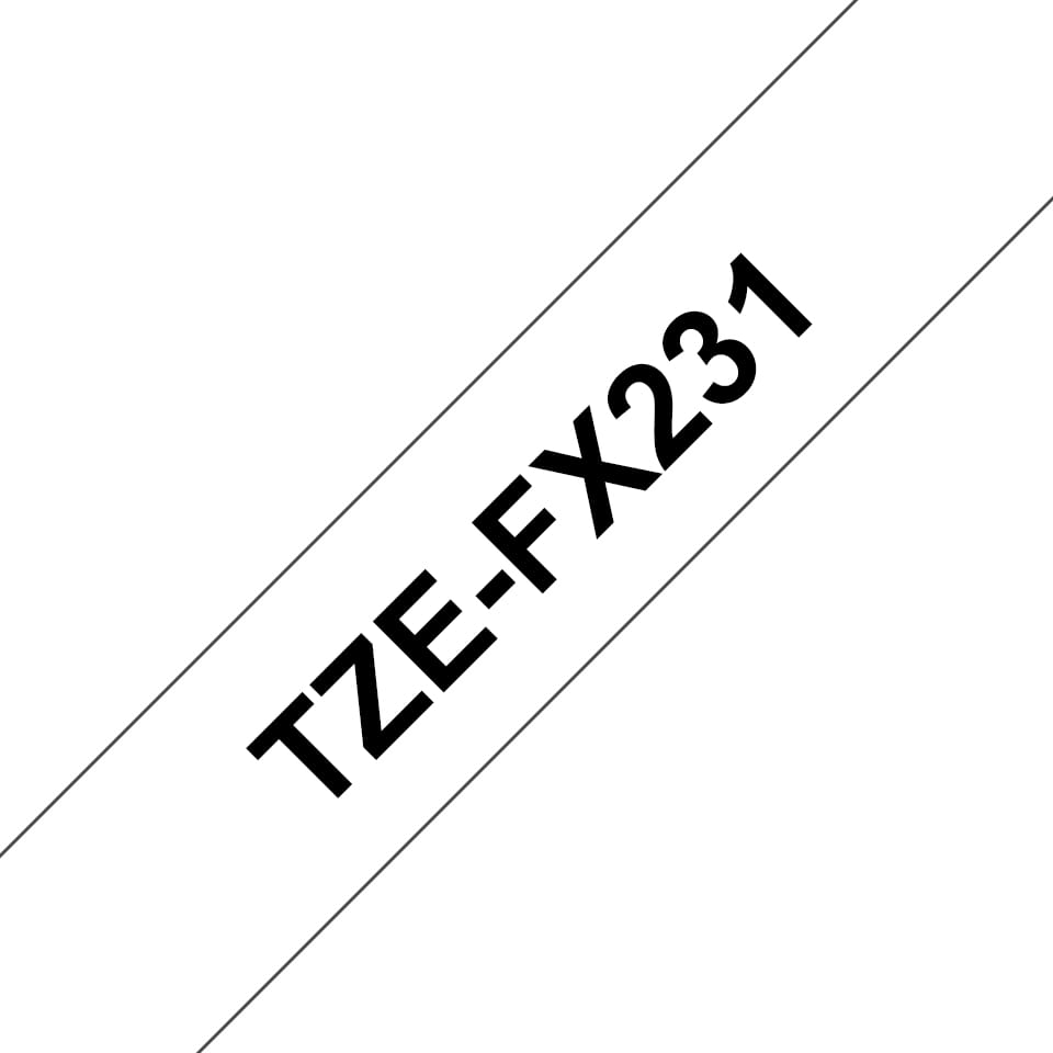 Brother TZe-FX231 - Klebstoff - Schwarz auf Weiß - Rolle (1,2 cm x 8 m)