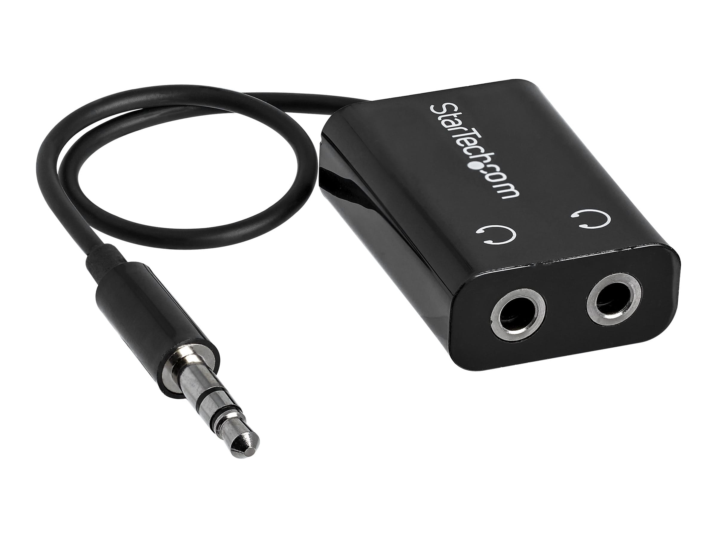 StarTech.com Startech Black Slim Mini Jack Headphone Splitter Cable Adapter - 3.5mm Audio Mini Stereo Y Splitter - 3.5mm Male to 2x 3.5mm Female (MUY1MFFADP)