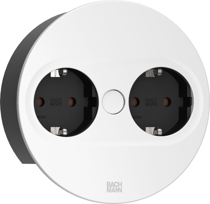 Bachmann 946.200, 2 x Type F, Desktop eingebettet, 4 cm, Edelstahl, Metall, Kunststoff, IP20