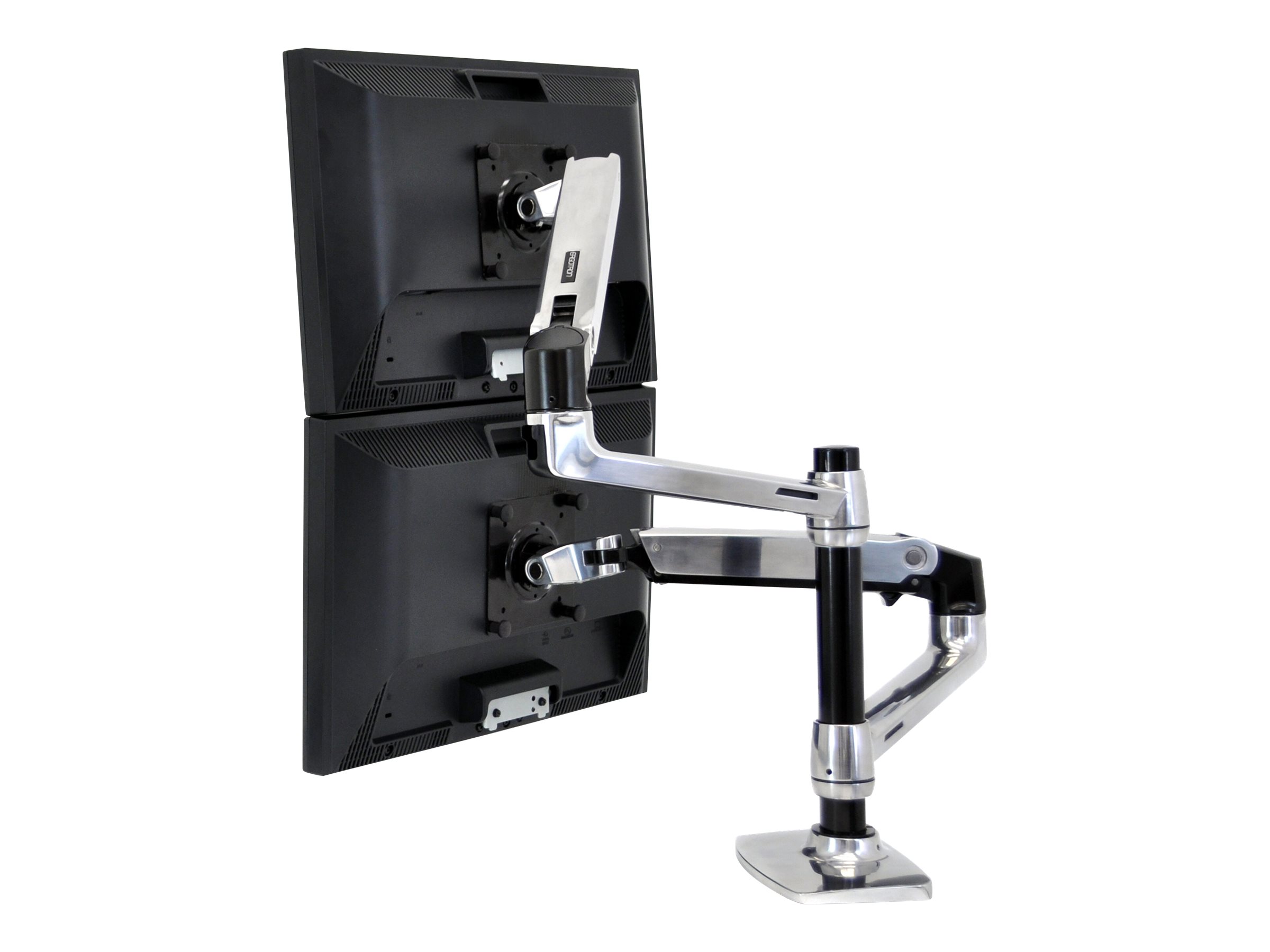 Ergotron LX - Befestigungskit (Spannbefestigung für Tisch, Tischplattenbohrung, Stange, 2 Gelenkarme, 2 Erweiterungsklammern, Notebook-Ablage) - für 2 LCD-Displays oder LCD-Display und Notebook - Polished Aluminum - Bildschirmgröße: bis zu 61 cm (bis