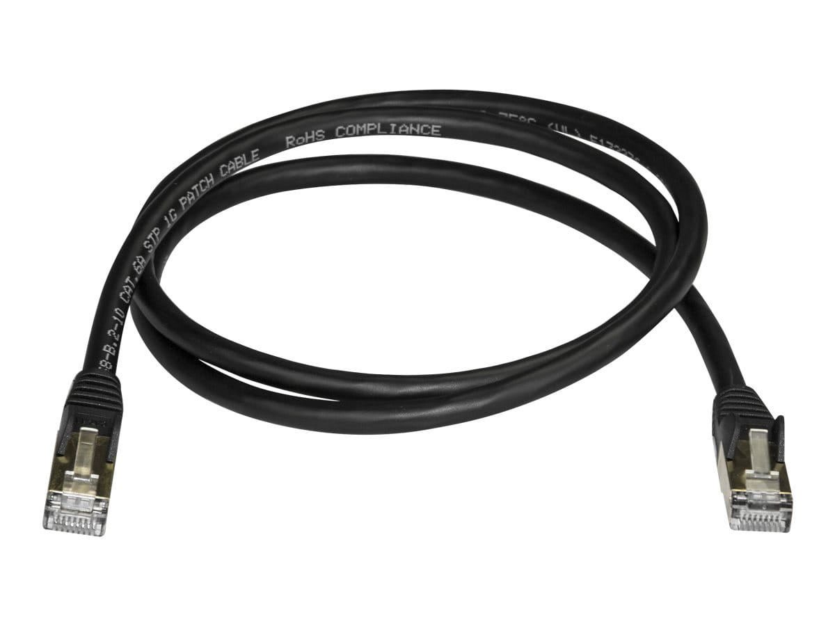 StarTech.com 1m CAT6A Ethernet Cable, 10 Gigabit Shielded Snagless RJ45 100W PoE Patch Cord, CAT 6A 10GbE STP Network Cable w/Strain Relief, Black, UL Certified Wiring/TIA - Category 6A - 26AWG (6ASPAT1MBK)