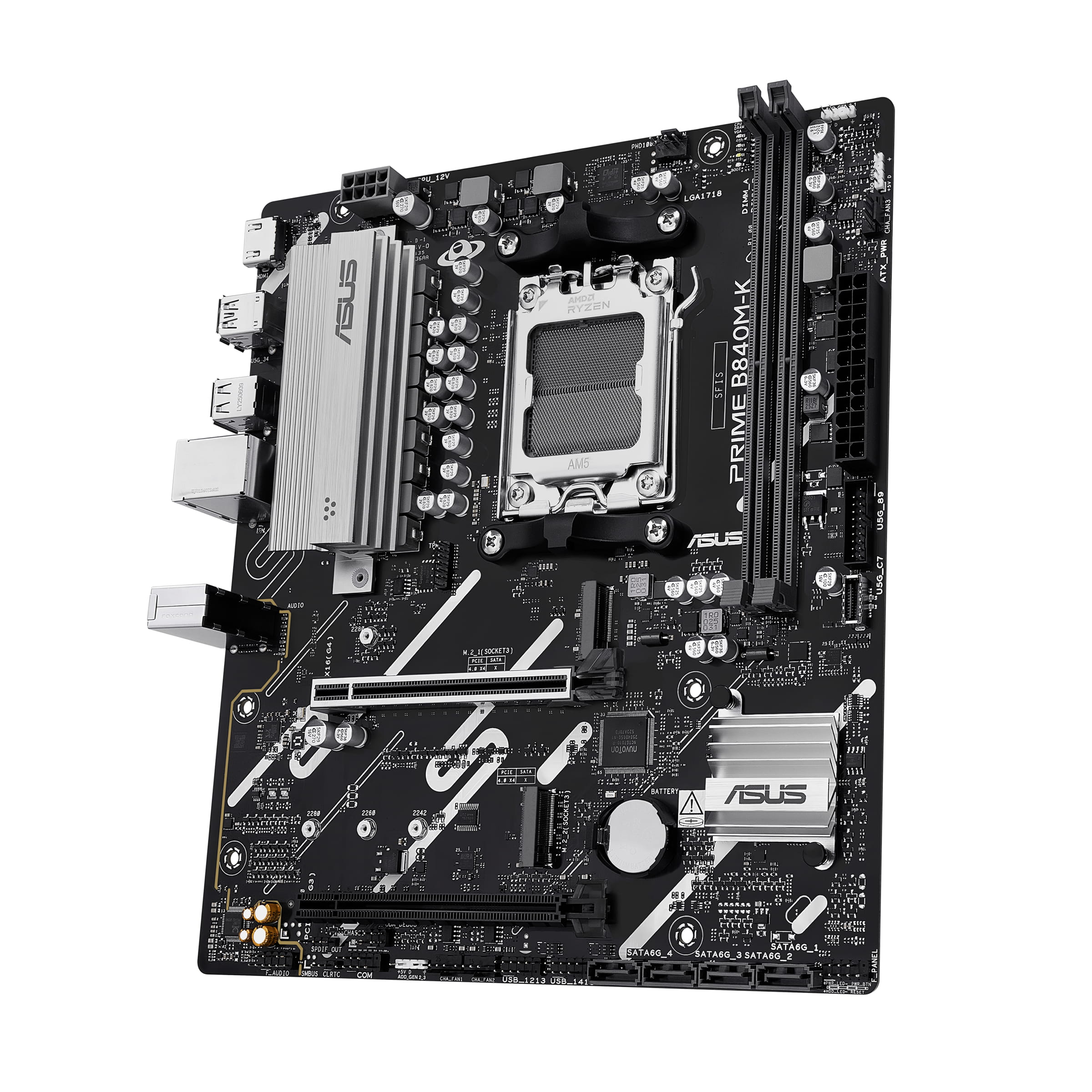 ASUS PRIME B840M-K - Motherboard - micro ATX - Socket AM5 - AMD B840 Chipsatz - USB 3.2 Gen 1, USB-C 3.2 Gen 1 - 2.5 Gigabit LAN - Onboard-Grafik (CPU erforderlich)