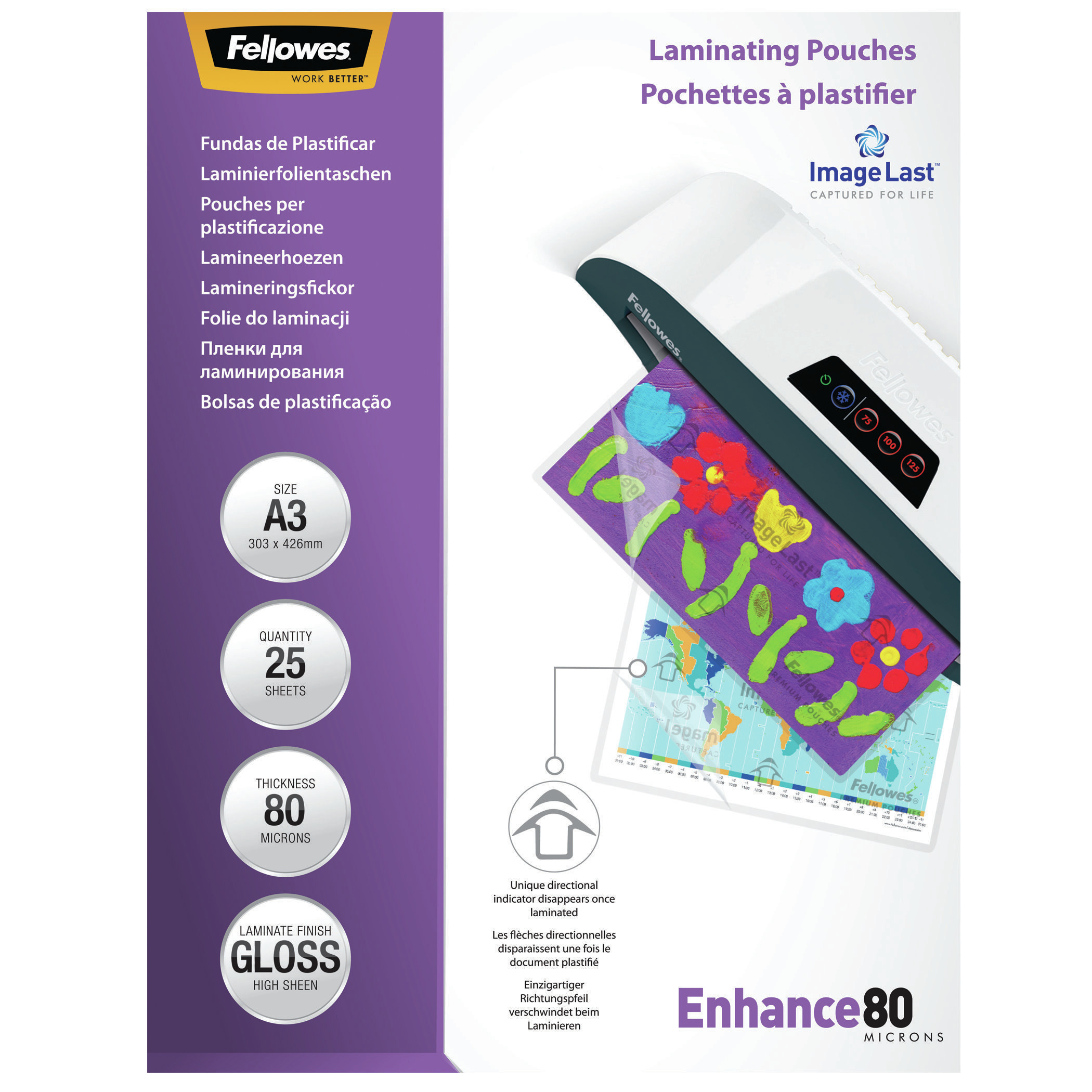 Fellowes ImageLast - 80 Mikron - 25er-Pack - Clear Glossy - glänzend - A3 (297 x 420 mm)