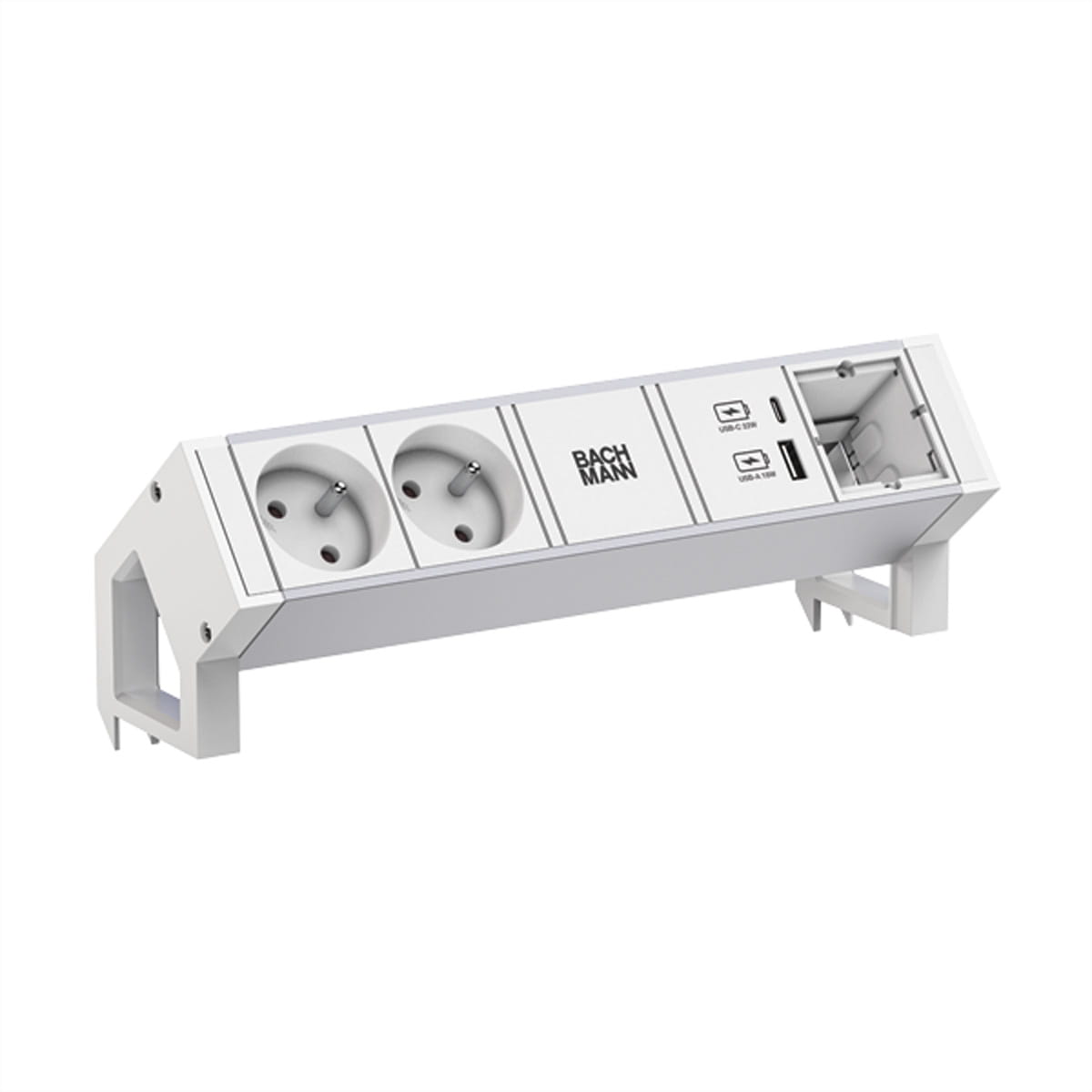 Bachmann DESK 2 ALU WHITE - Steckdosenleiste - AC - Eingabe, Eingang GST18 - Ausgangsanschlüsse: 2 (Typ E, USB, 24 pin USB-C)