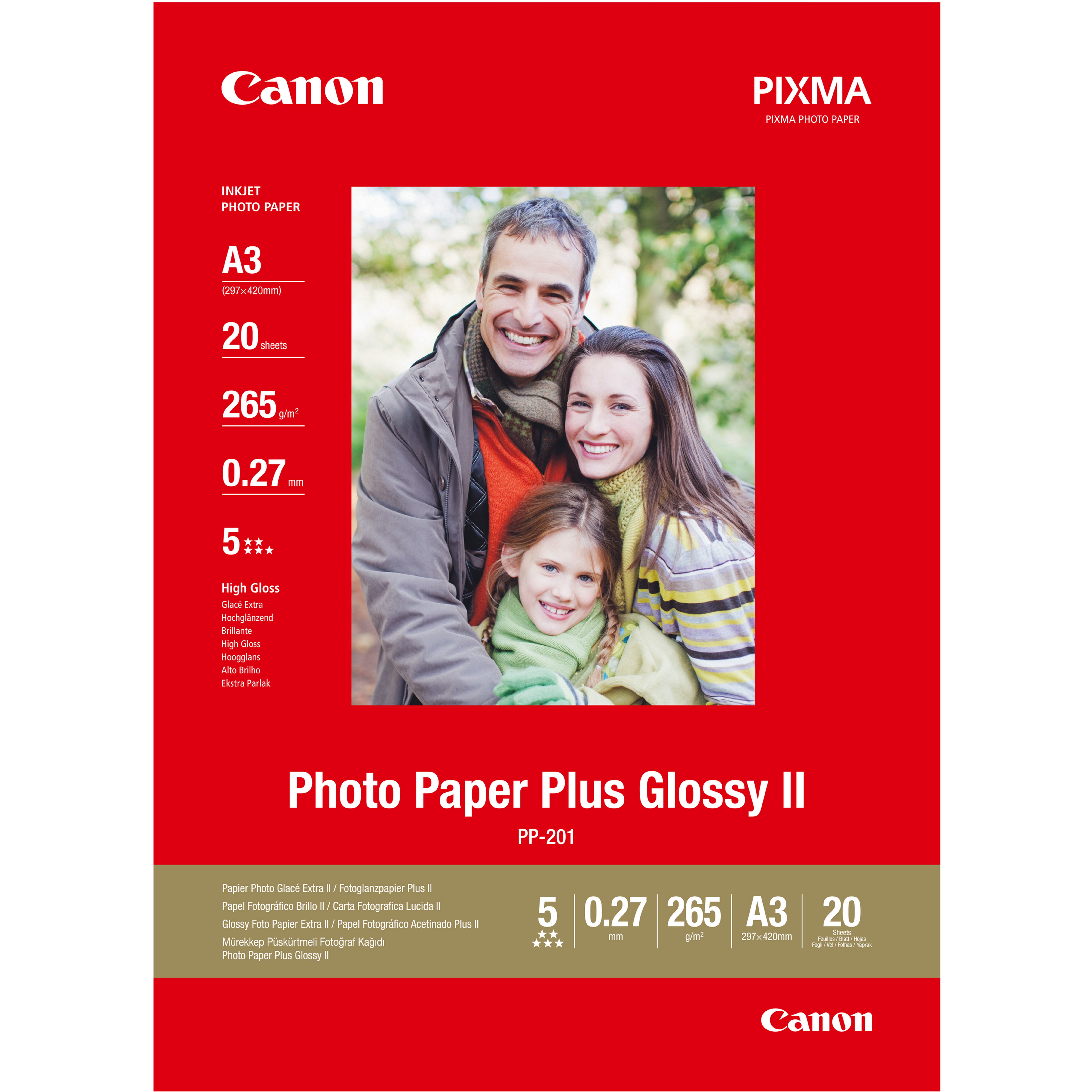 Canon Photo Paper Plus Glossy II PP-201 - Glänzend - A3 (297 x 420 mm)