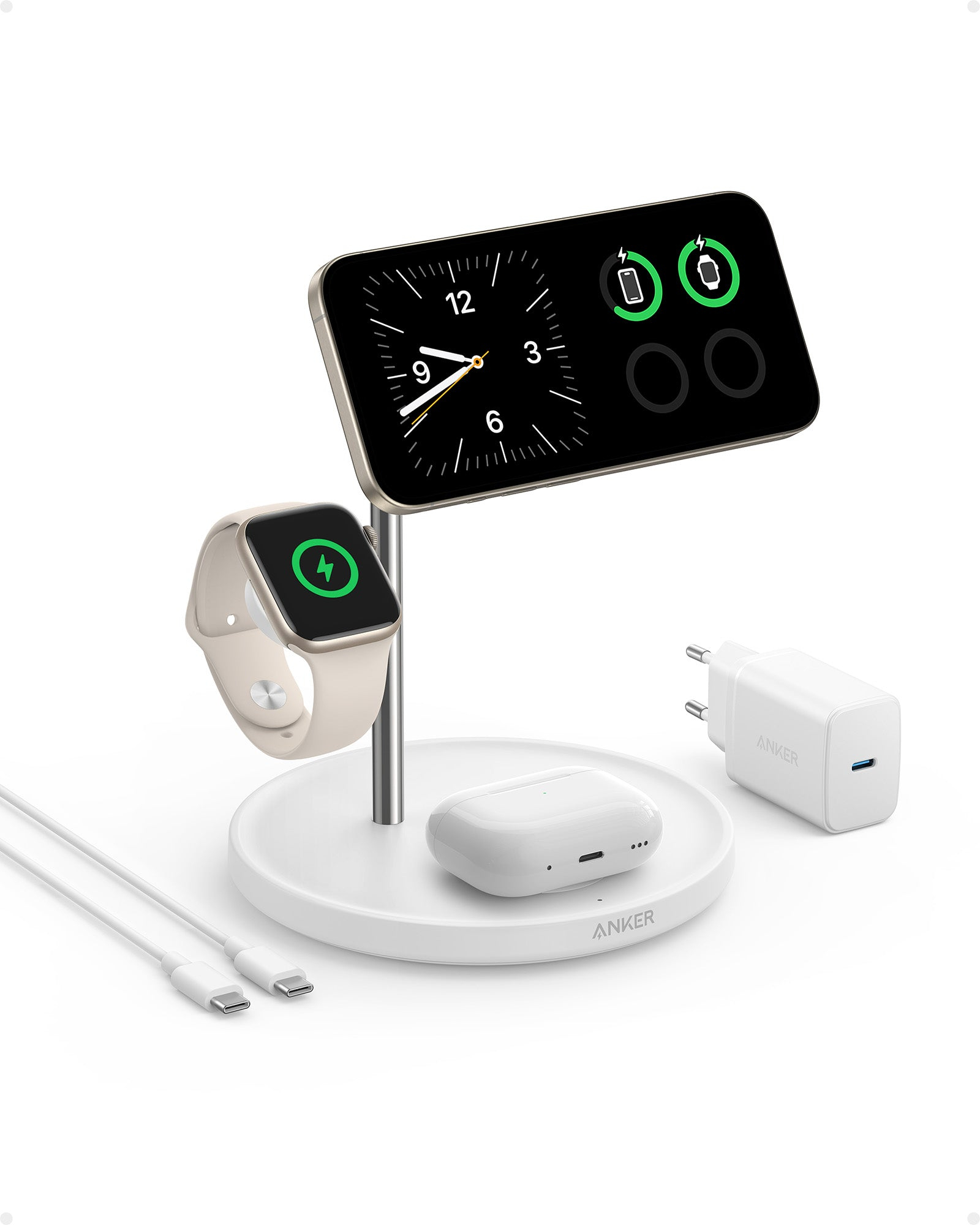 Anker Innovations Anker MagGo, Drinnen, USB, Kabelloses Aufladen, Weiß