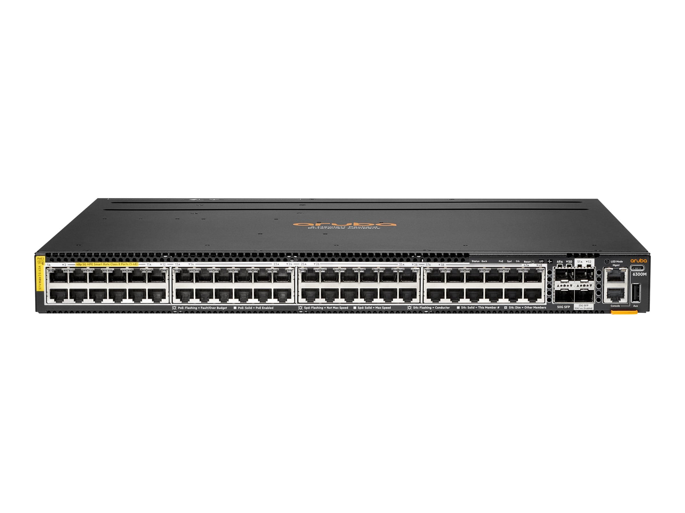HPE Aruba Networking CX 6300M - Switch - nur horizontale Oberflächenmontage - L3 - managed - 48 x 10/100/1000 (PoE+)