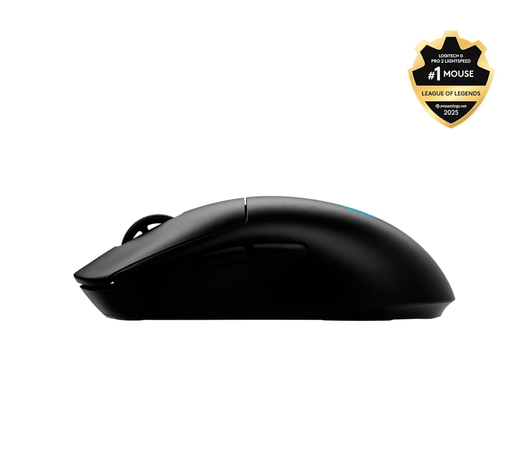 Logitech G PRO 2 LIGHTSPEED Mouse, Beidhändig, Optisch, RF Wireless, 32000 DPI, 1 ms, Schwarz
