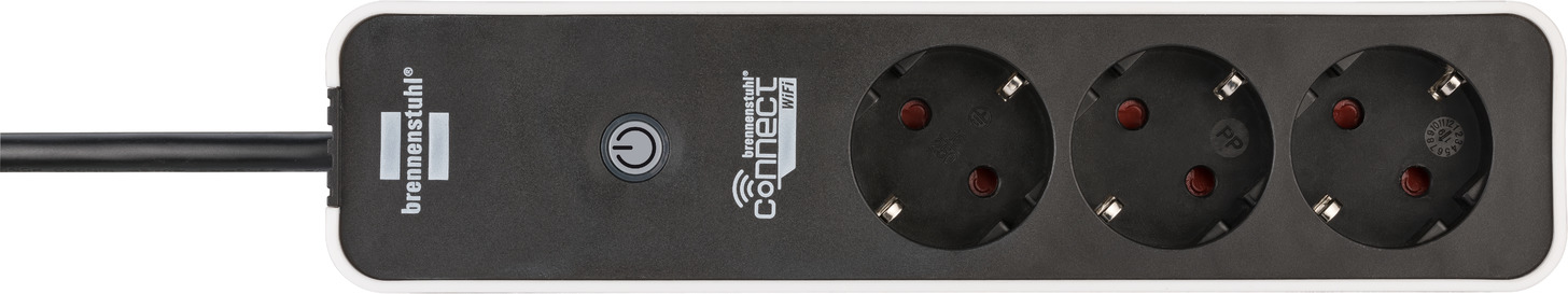 Brennenstuhl Connect Ecolor WS EC01 DE - Smart Power-Steckdosenleiste - AC 220-250 V - 3680 Watt - Wi-Fi - Eingabe, Eingang Stromversorgung - Ausgangsanschlüsse: 3 (3 x Steckdose, 2-polig)