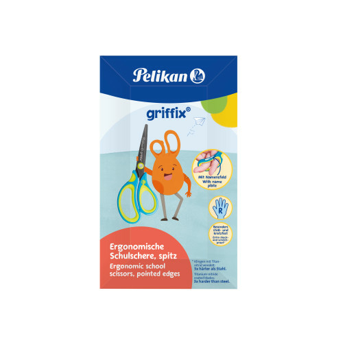 Pelikan 820905, Kind, Gerader Schnitt, Einzelbild, Blau, Edelstahl, Gelb, 1 Stück(e), Box