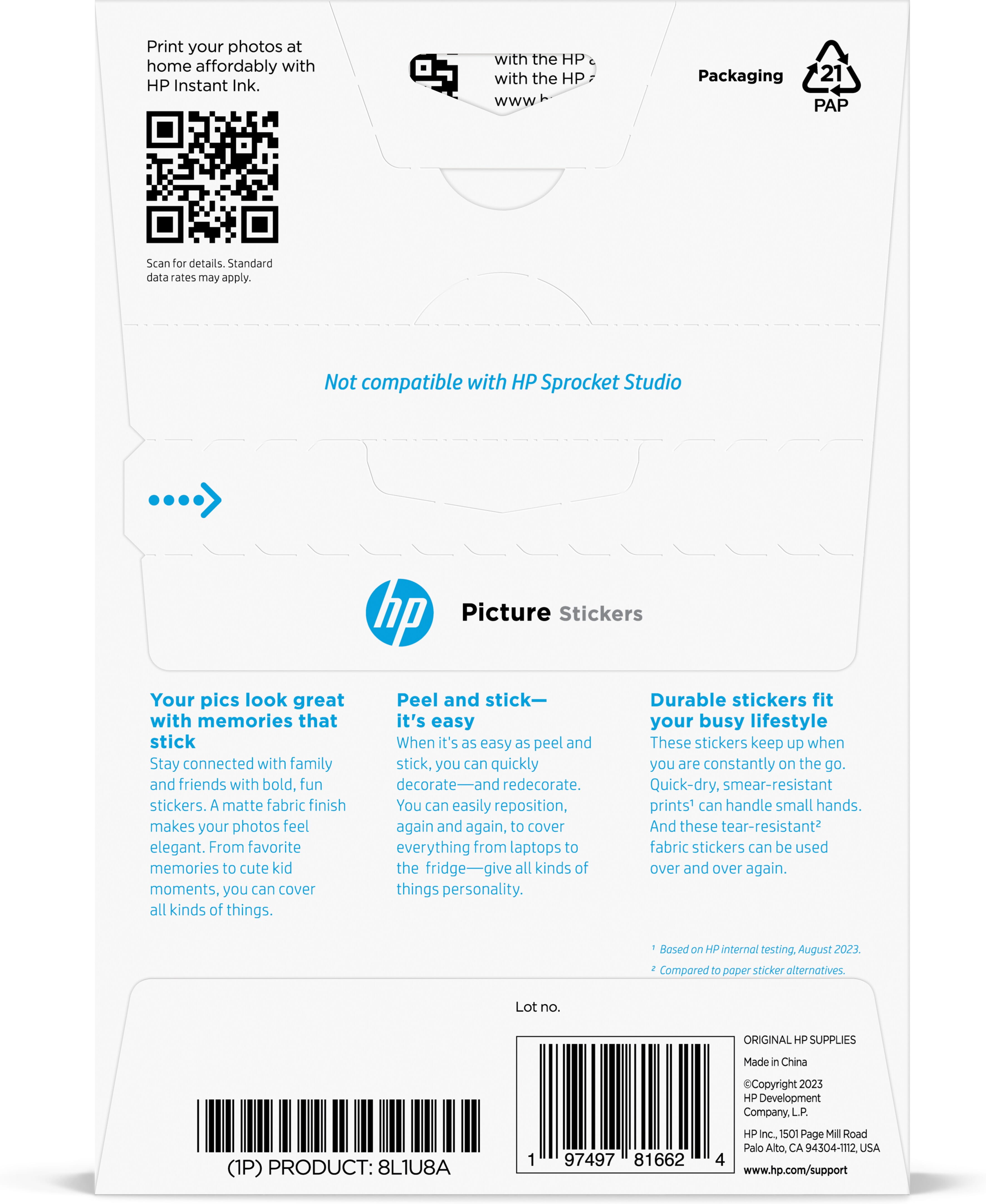 HP Picture Stickers - Matt - 101 x 152 mm 25