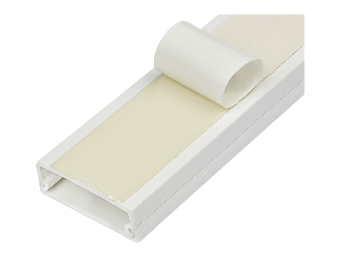 StarTech.com Solid Cable Management Raceway with Adhesive Tape & Cover, 1-1/4"(32mm)W x 3/8"(11mm)H, 3ft(1m) length, PVC Network/Power Cord Hider/Wall Wire Duct, Max 12 Cables, UL Listed - UL94 V0, M1 Fire Rated (CBMWWD3211)