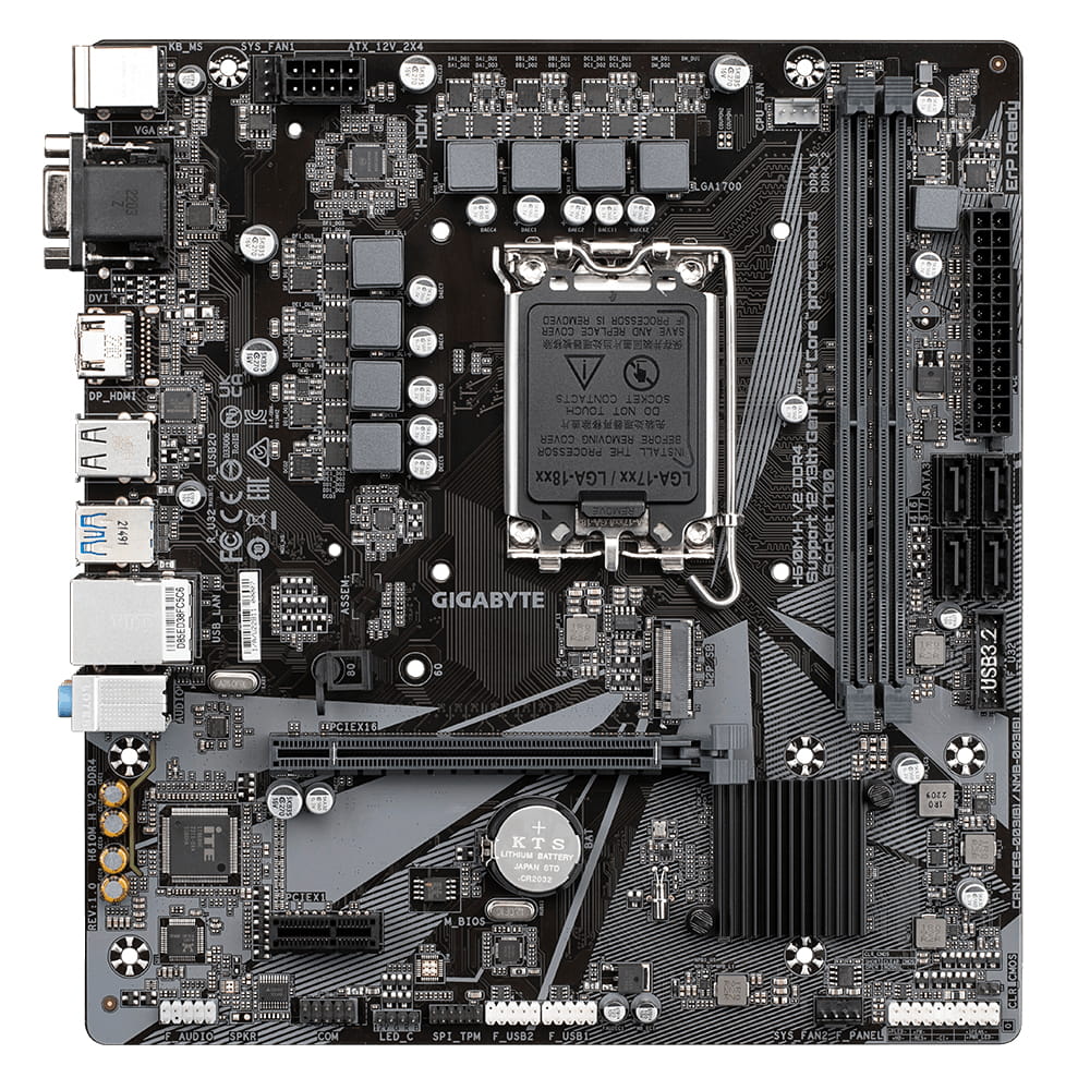 Gigabyte H610M H V2 DDR4 - 1.0 - Motherboard - micro ATX - LGA1700 Sockel - H610 Chipsatz - USB 3.2 Gen 1 - Gigabit LAN - Onboard-Grafik (CPU erforderlich)
