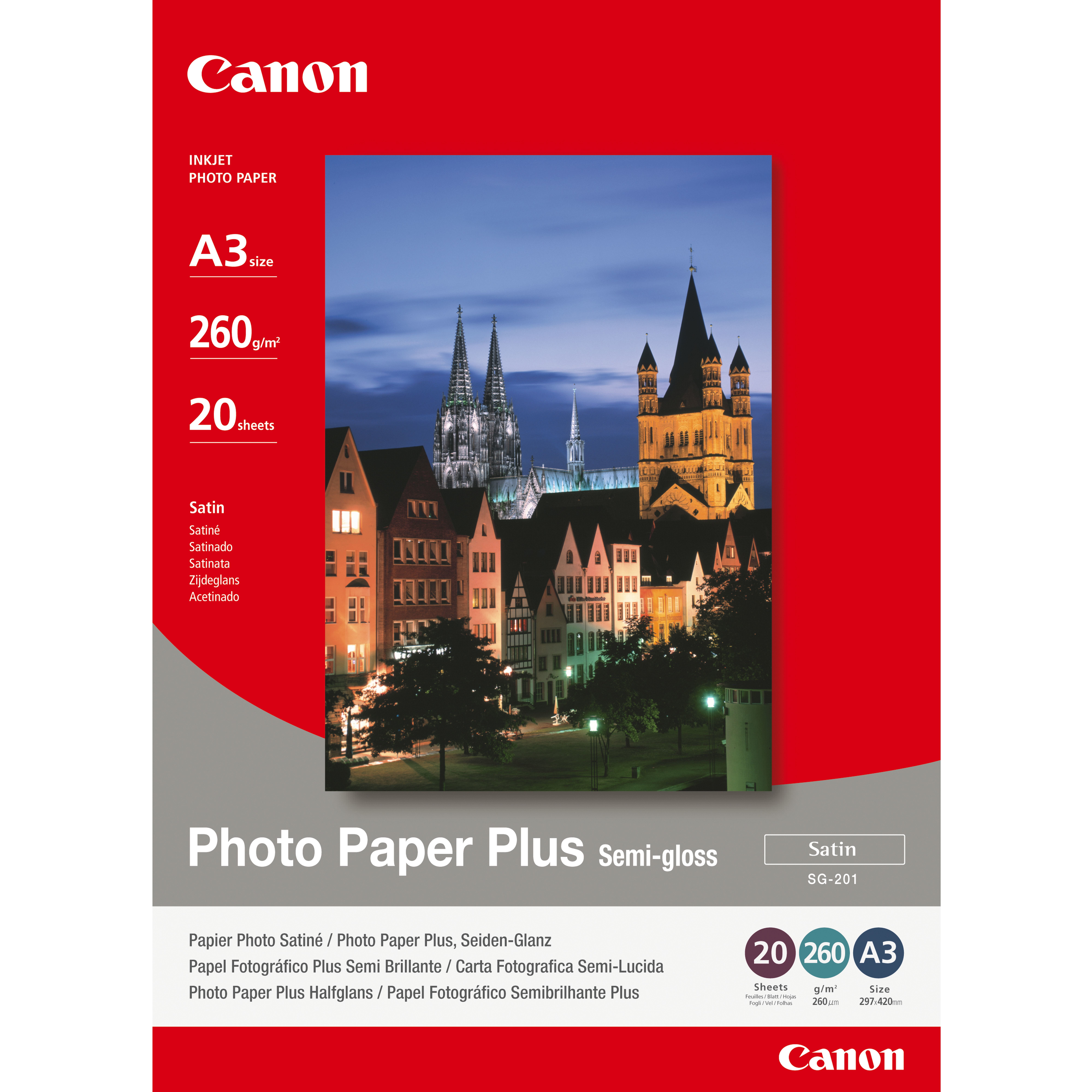 Canon Photo Paper Plus SG-201 - Halbglänzend - A3 (297 x 420 mm)