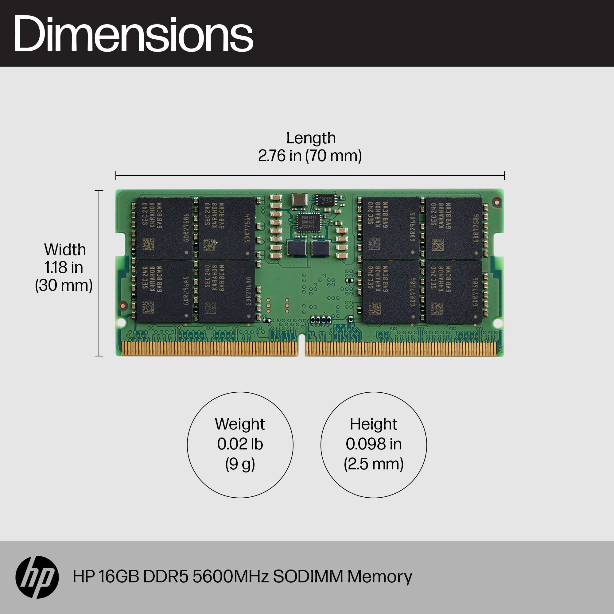 HP  DDR5 - Modul - 16 GB - SO-DIMM 262-Pin - 5600 MHz / PC5-44800