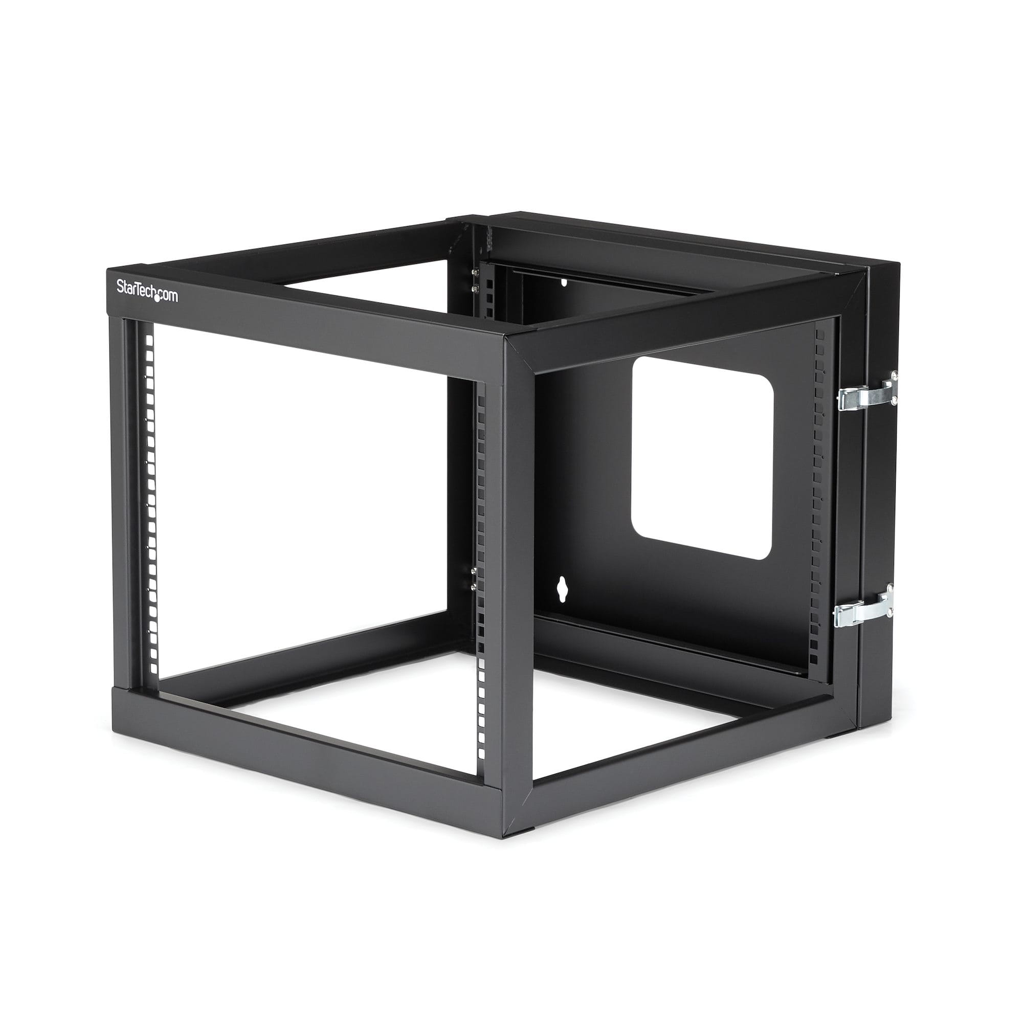 StarTech.com "8U Hinged Open Frame Wall Mount Network Rack - 4-Post 22"" Depth Swing Out Computer Equipment Rack - 140lbs capacity (RK819WALLOH)"