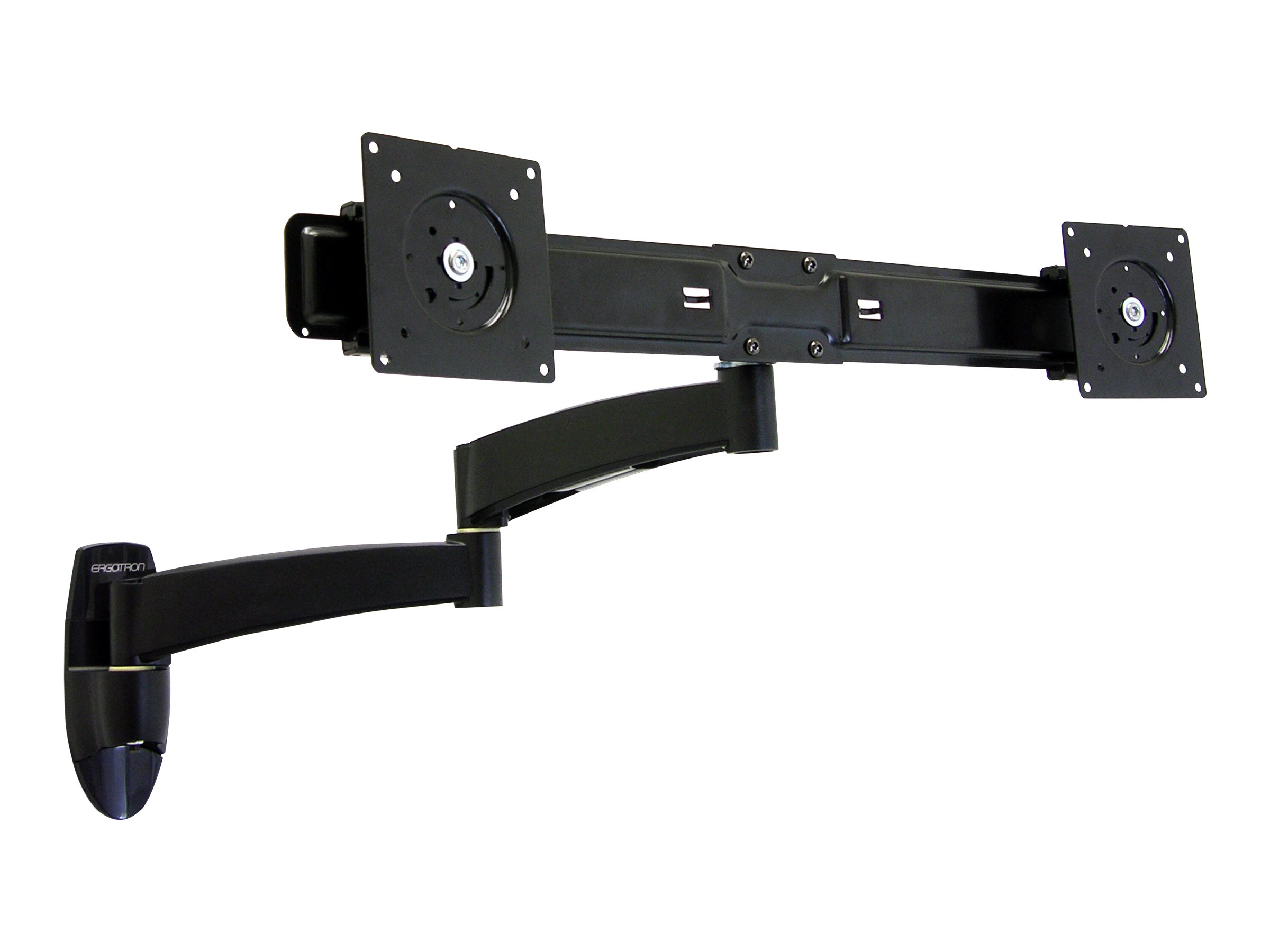 Ergotron 200 Series - Befestigungskit (Wandbefestigung, Doppelgelenkarm, Querstange, 2 Aufsätze, 2 VESA-Adapter) - einstellbarer Arm - für 2 LCD-Displays - Stahl - Schwarz - Bildschirmgröße: bis zu 55,9 cm (bis zu 22 Zoll)